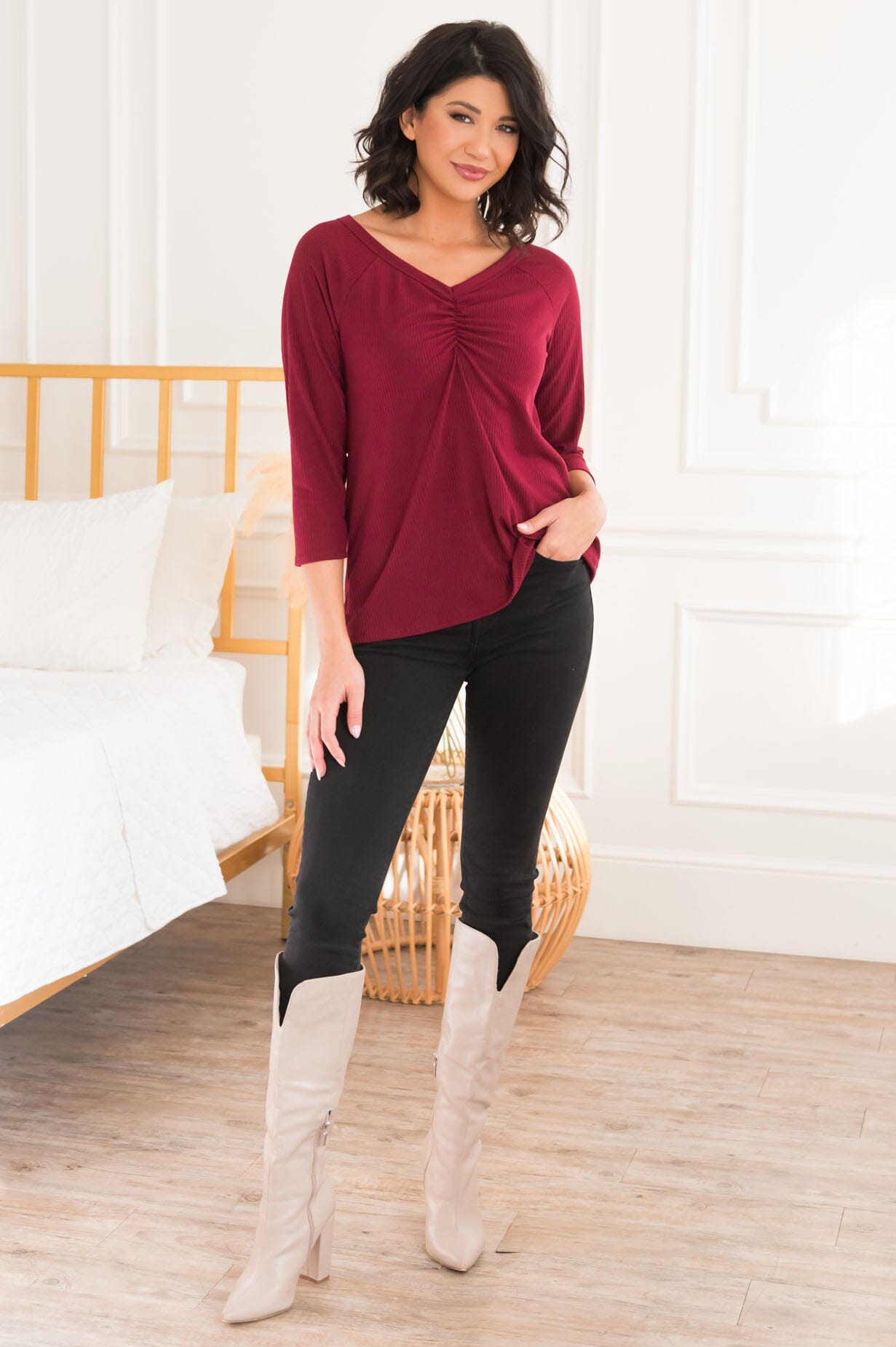 Joyful Feeling Modest Ribbed Top NeeSee's Dresses