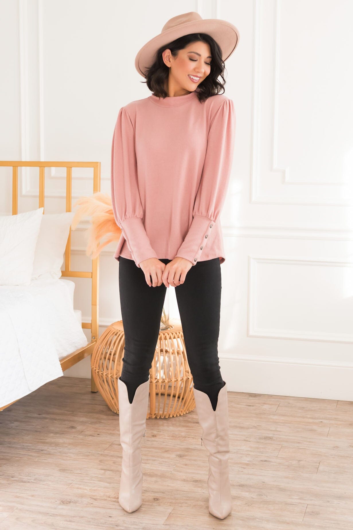 Warm Soft & Sophisticated Button Sleeve Sweater Tops vendor-unknown