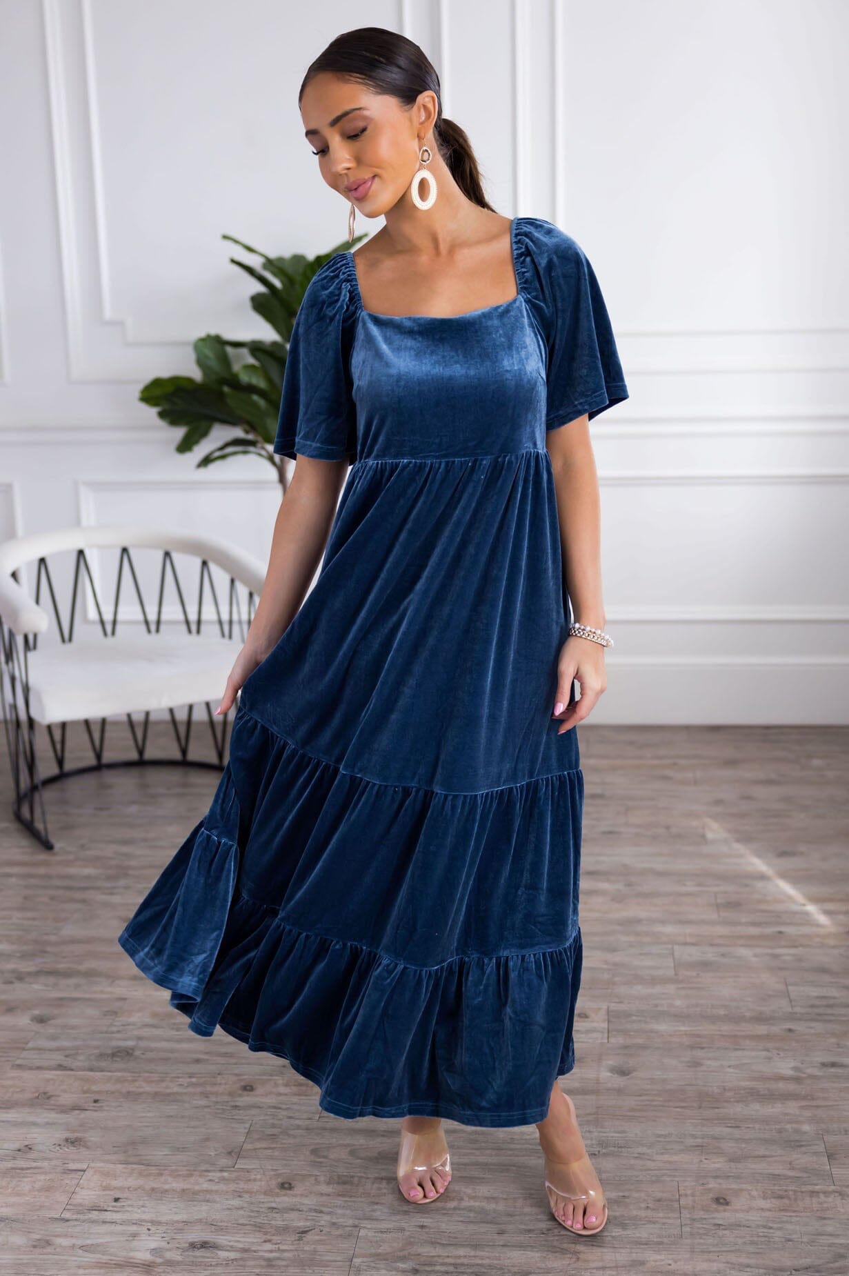 blue white printed dress Sassy Shortcake Camellia Dress