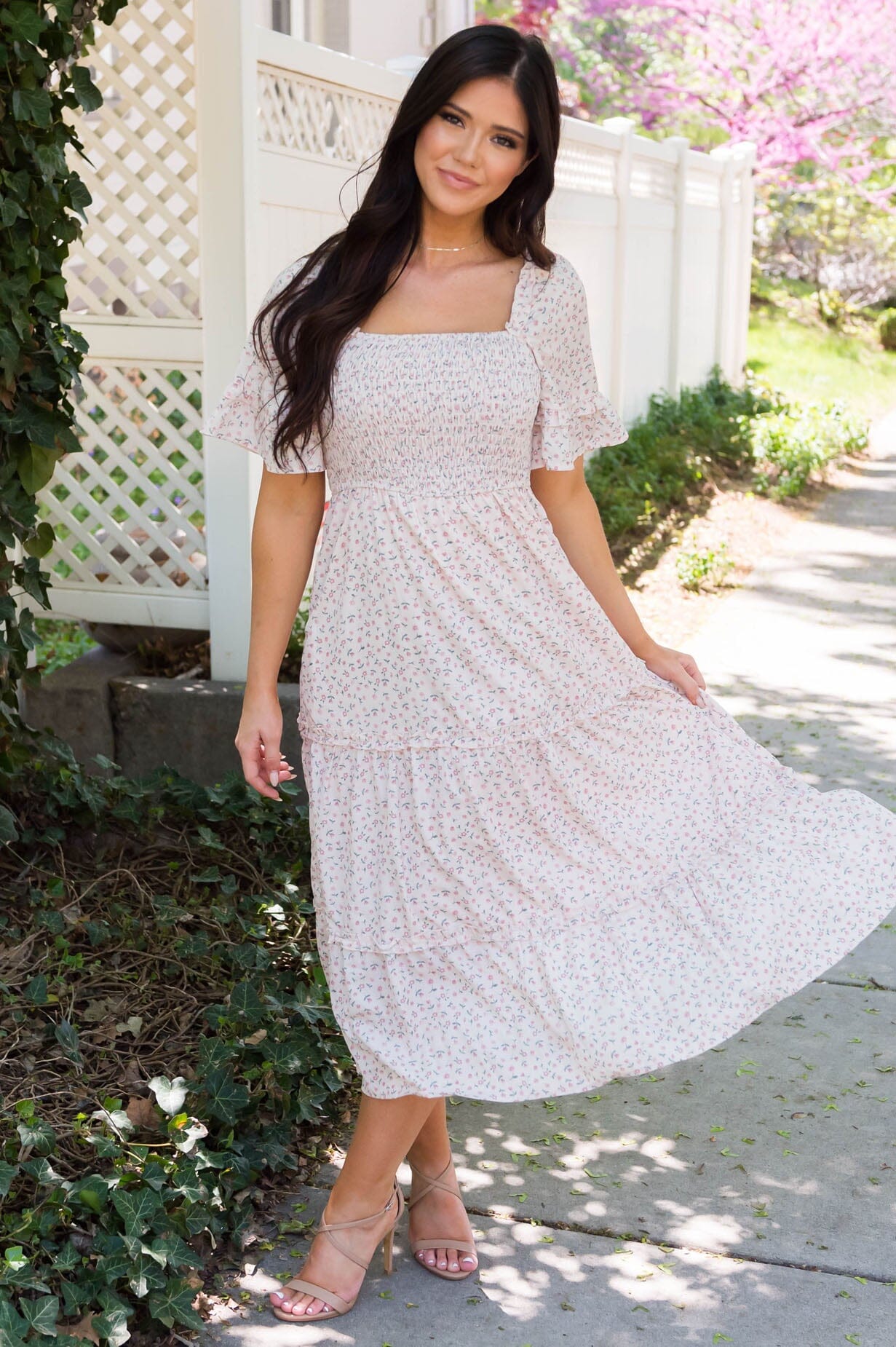 modest floral midi dress The Brookie Modest Floral Dress