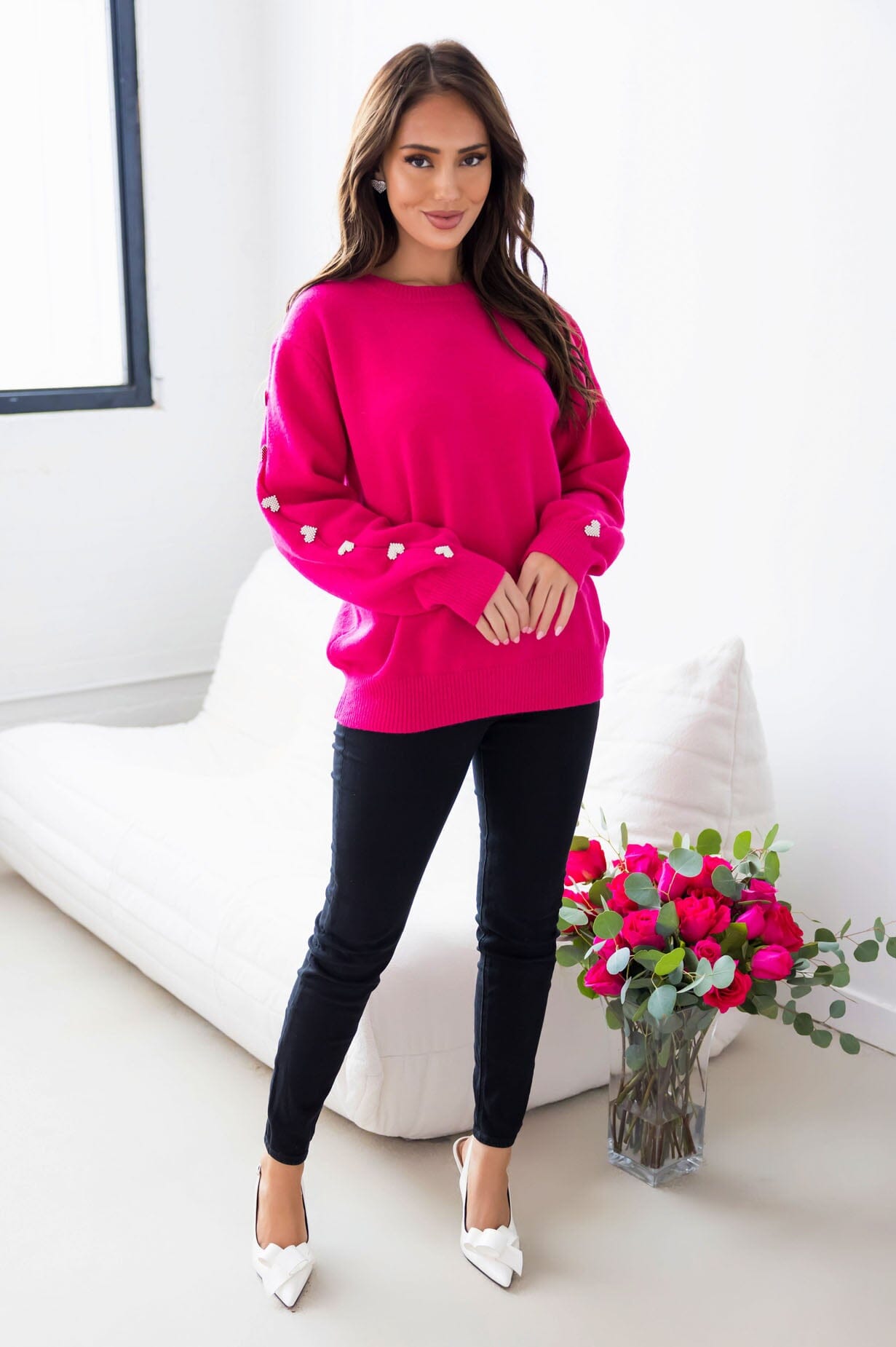 Be My Sweetheart Button Sleeve Sweater Modest Dresses vendor-unknown