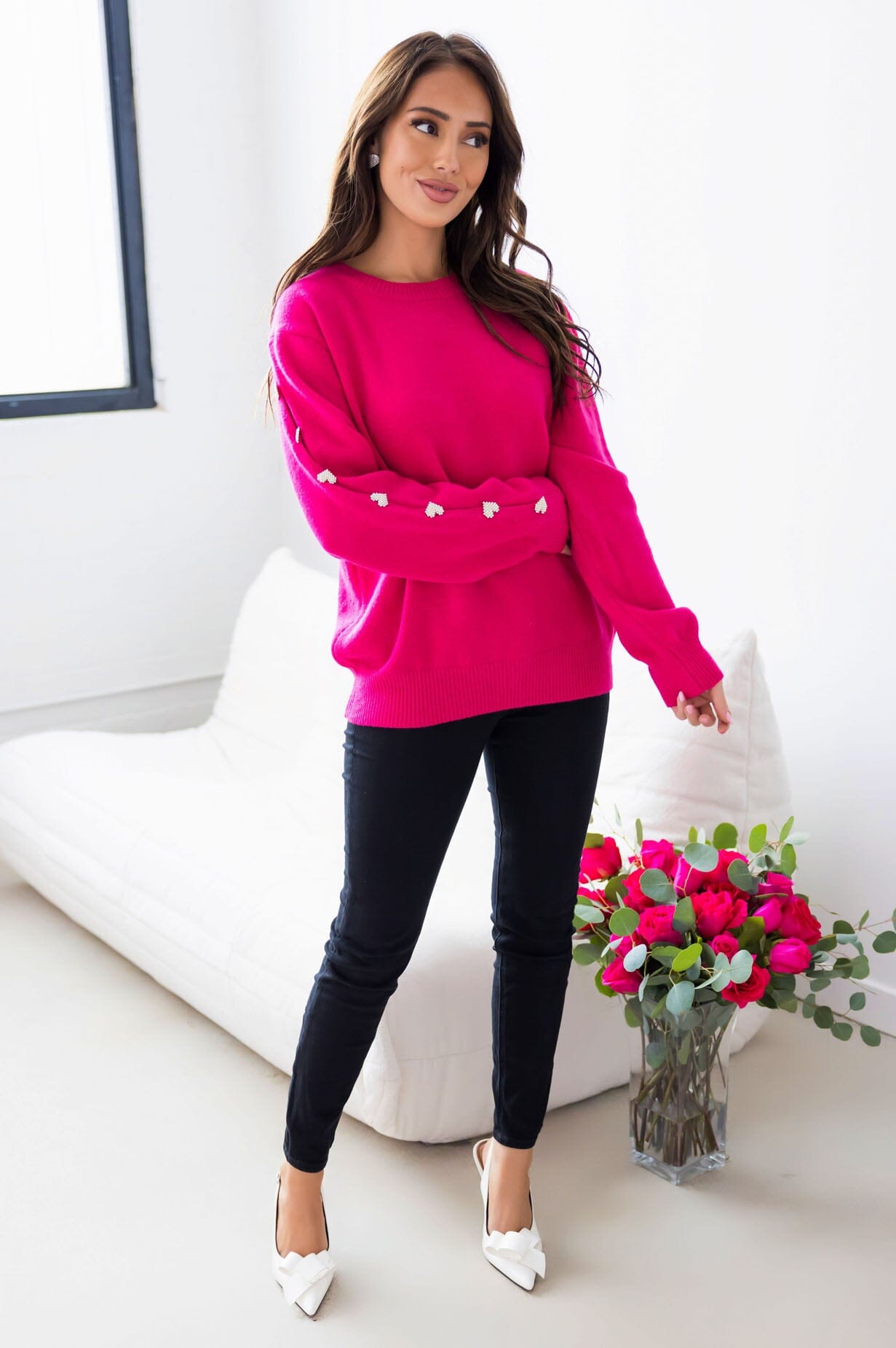 Be My Sweetheart Button Sleeve Sweater Modest Dresses vendor-unknown