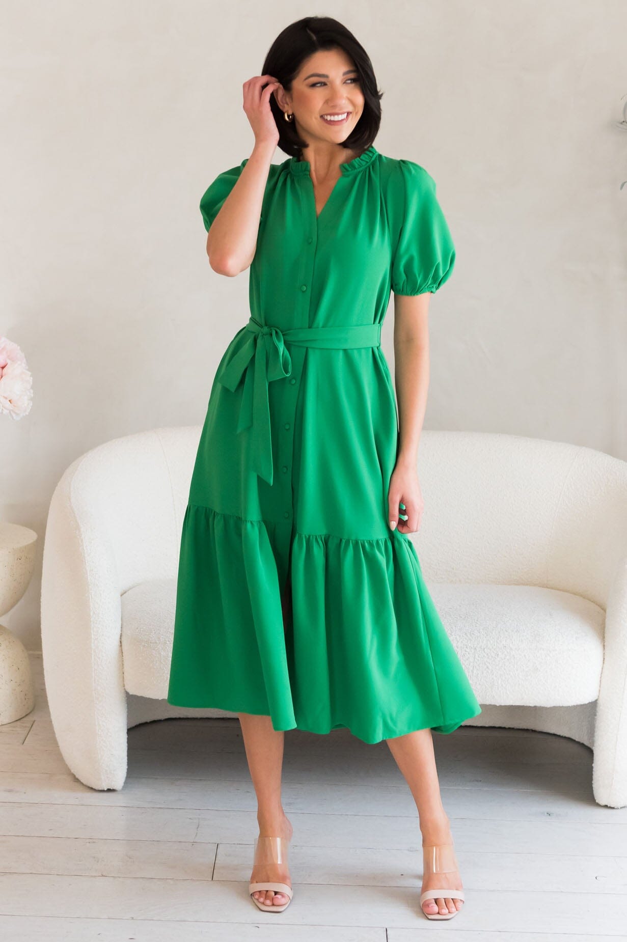 knee length dresses for ladies The Alaska Modest Rust Dress