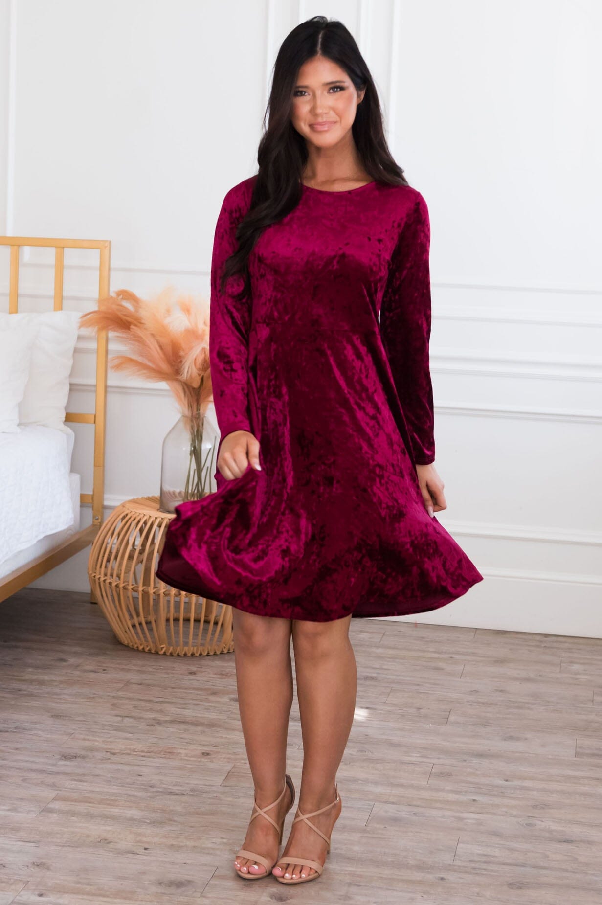 The Marina Modest Velvet Dress