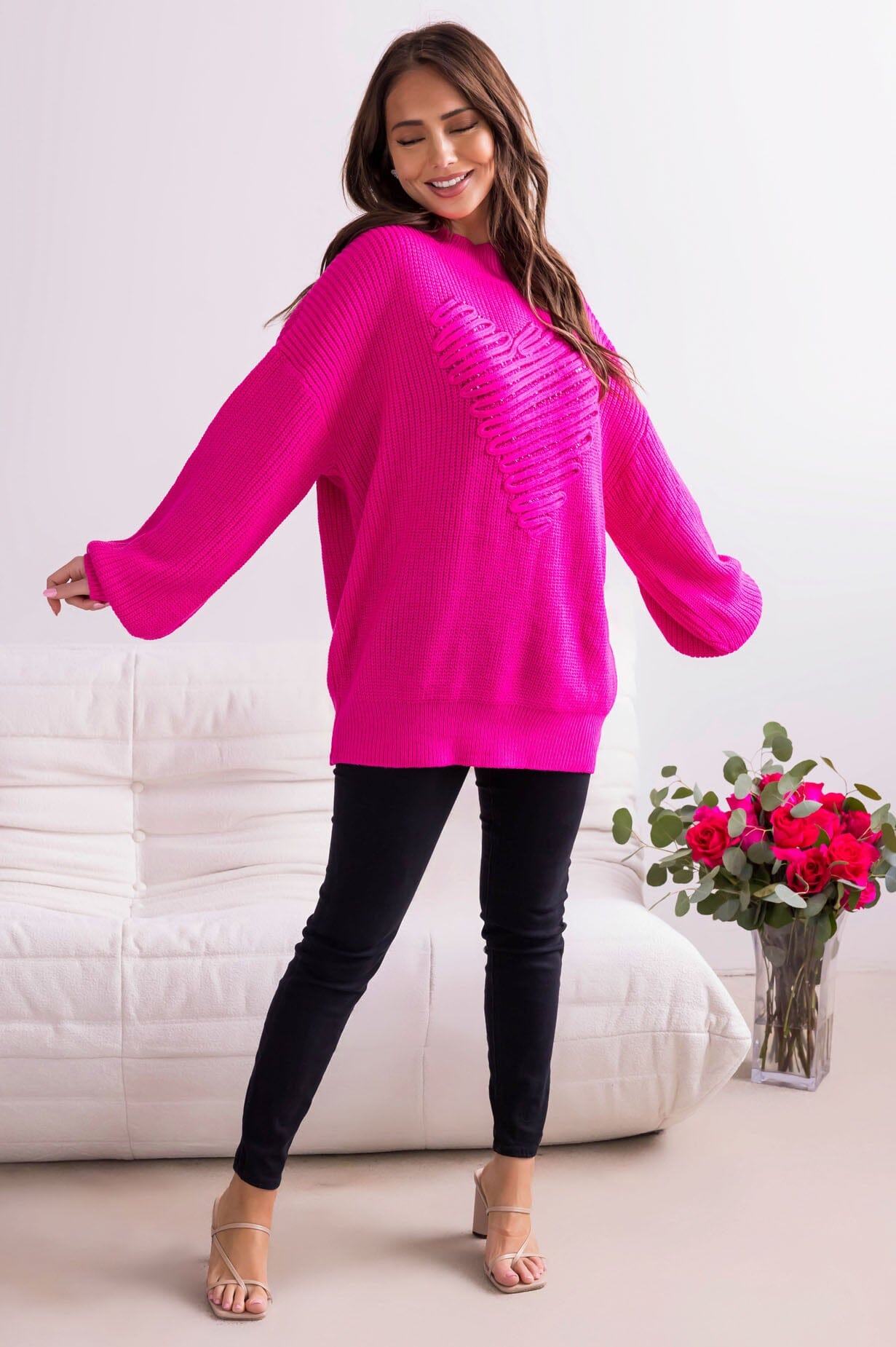 Coupled Up Sequin Heart Sweater Modest Dresses vendor-unknown