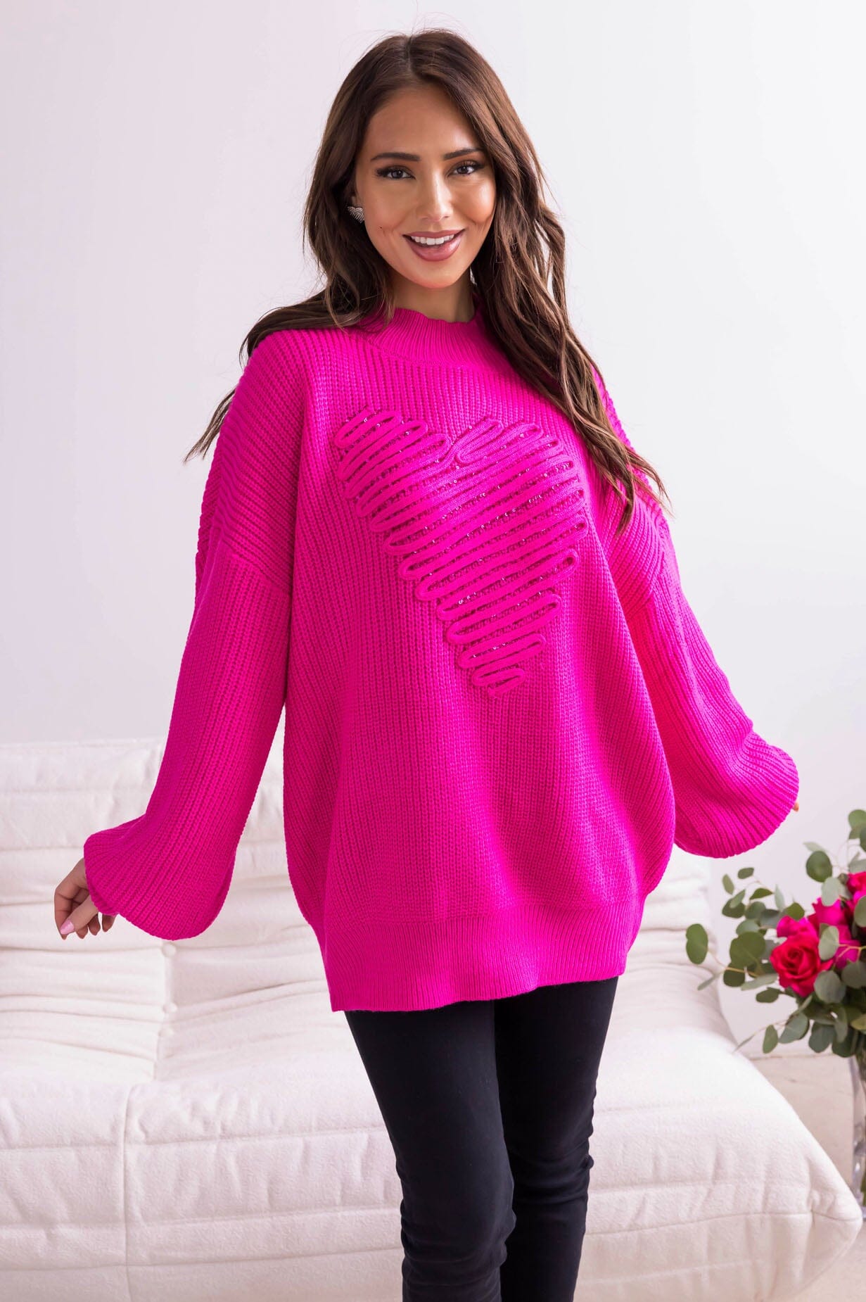 Coupled Up Sequin Heart Sweater Modest Dresses vendor-unknown