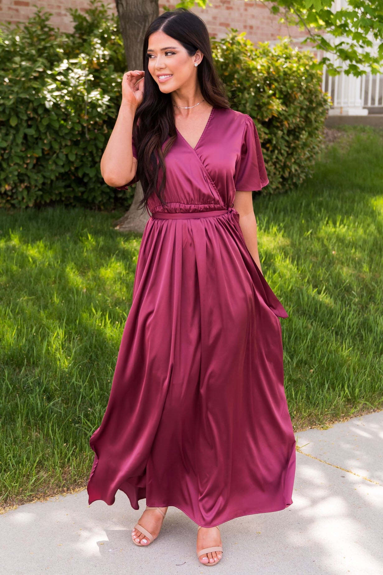 fitted lace wedding dress Lucid Flow Maxi Dress - Burgundy main image 0