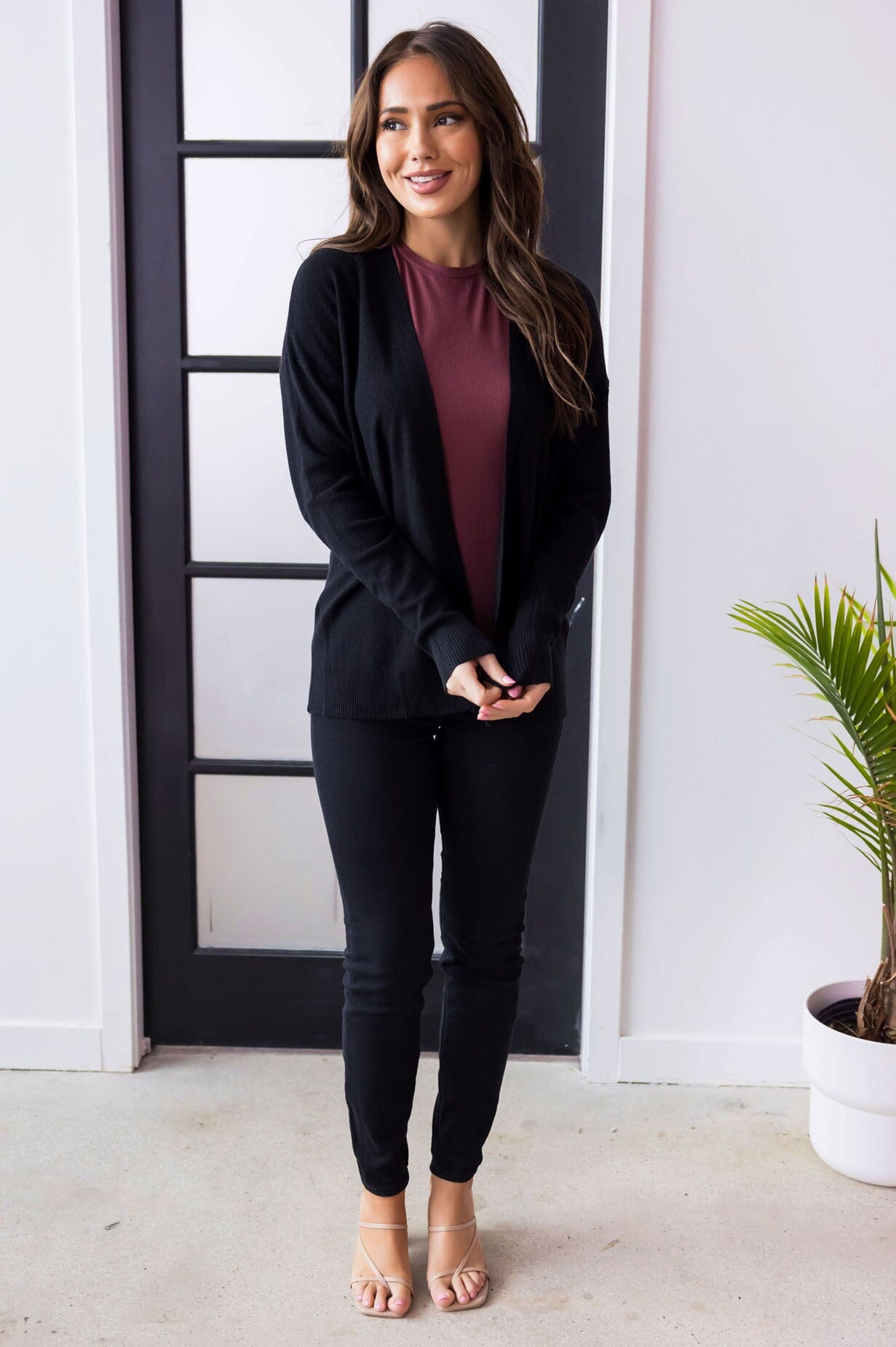 Closet Staple Waffle Cardigan Modest Dresses vendor-unknown