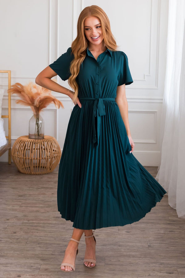 The Mandee Modest Pleat Dress