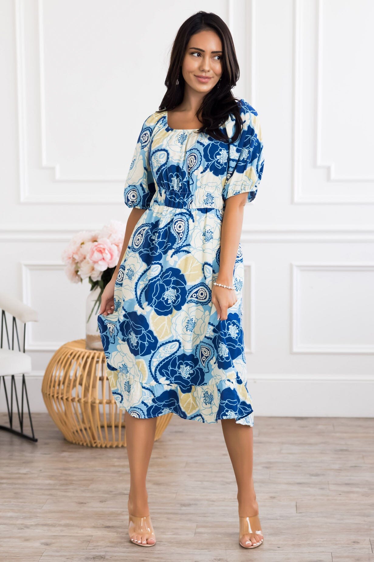neesees dresses The Sunnee Modest Floral Dress