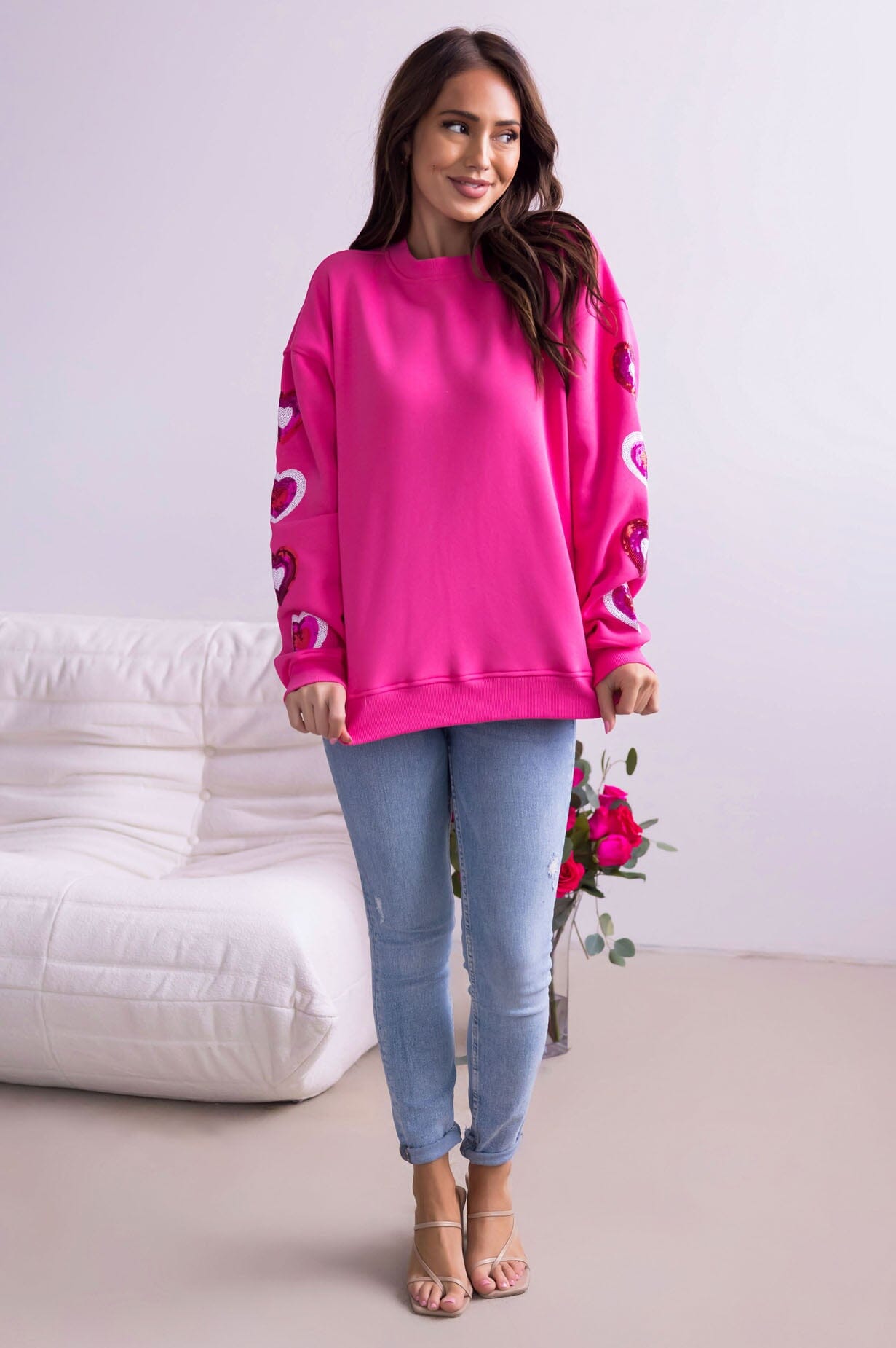 Heart Is Full Sequin Sweatshirt Modest Dresses vendor-unknown