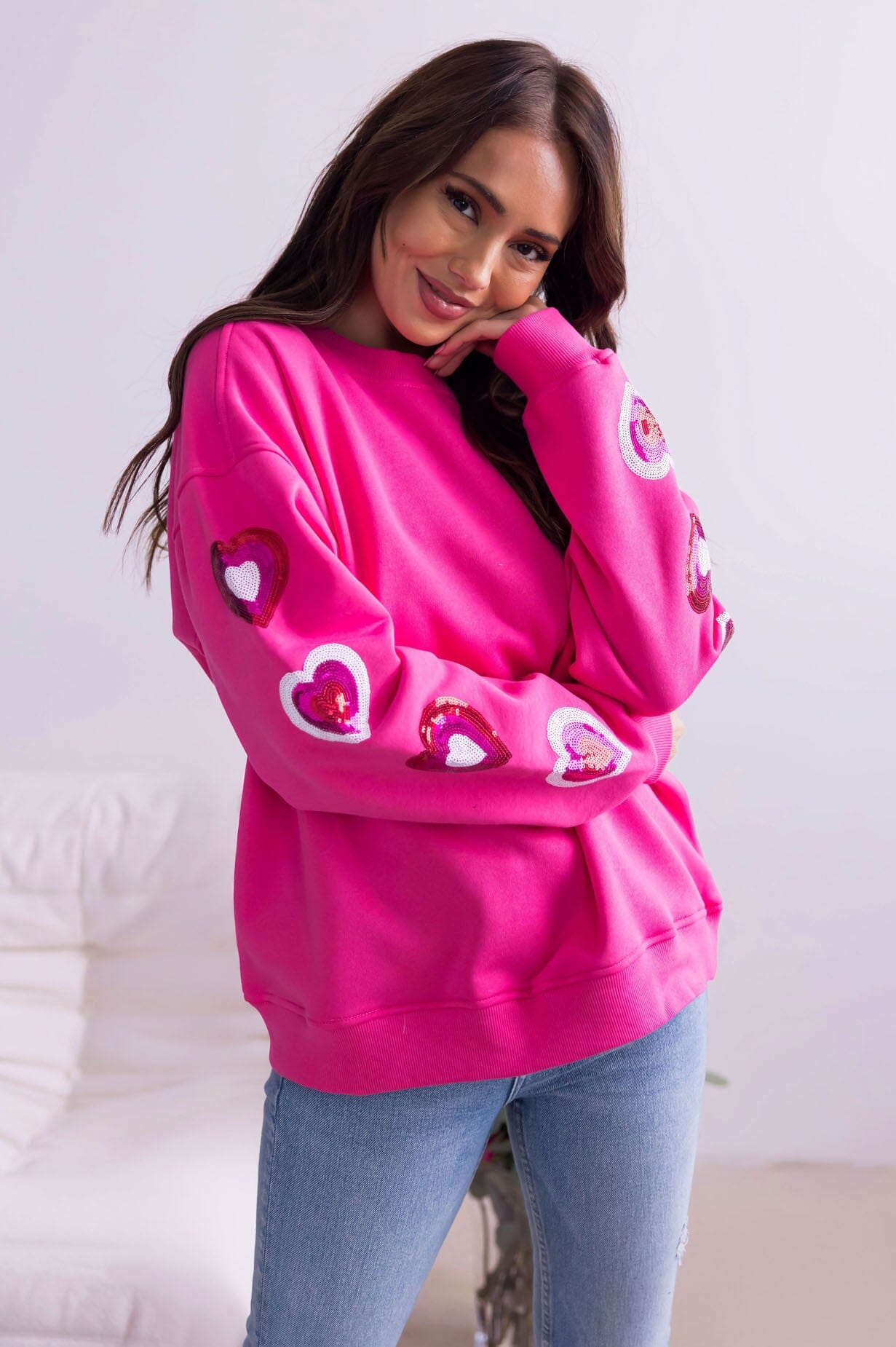 Heart Is Full Sequin Sweatshirt Modest Dresses vendor-unknown