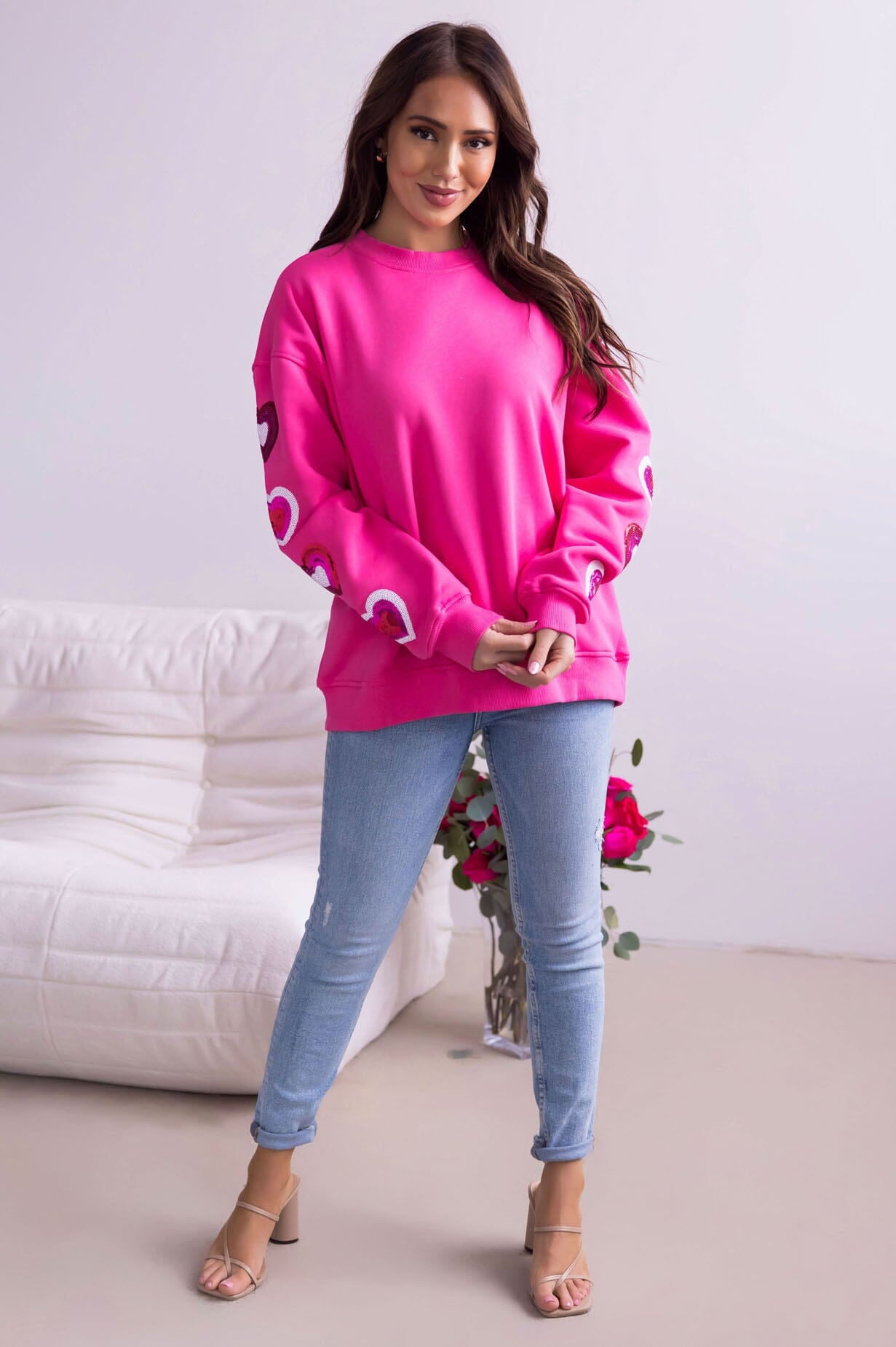 Heart Is Full Sequin Sweatshirt Modest Dresses vendor-unknown