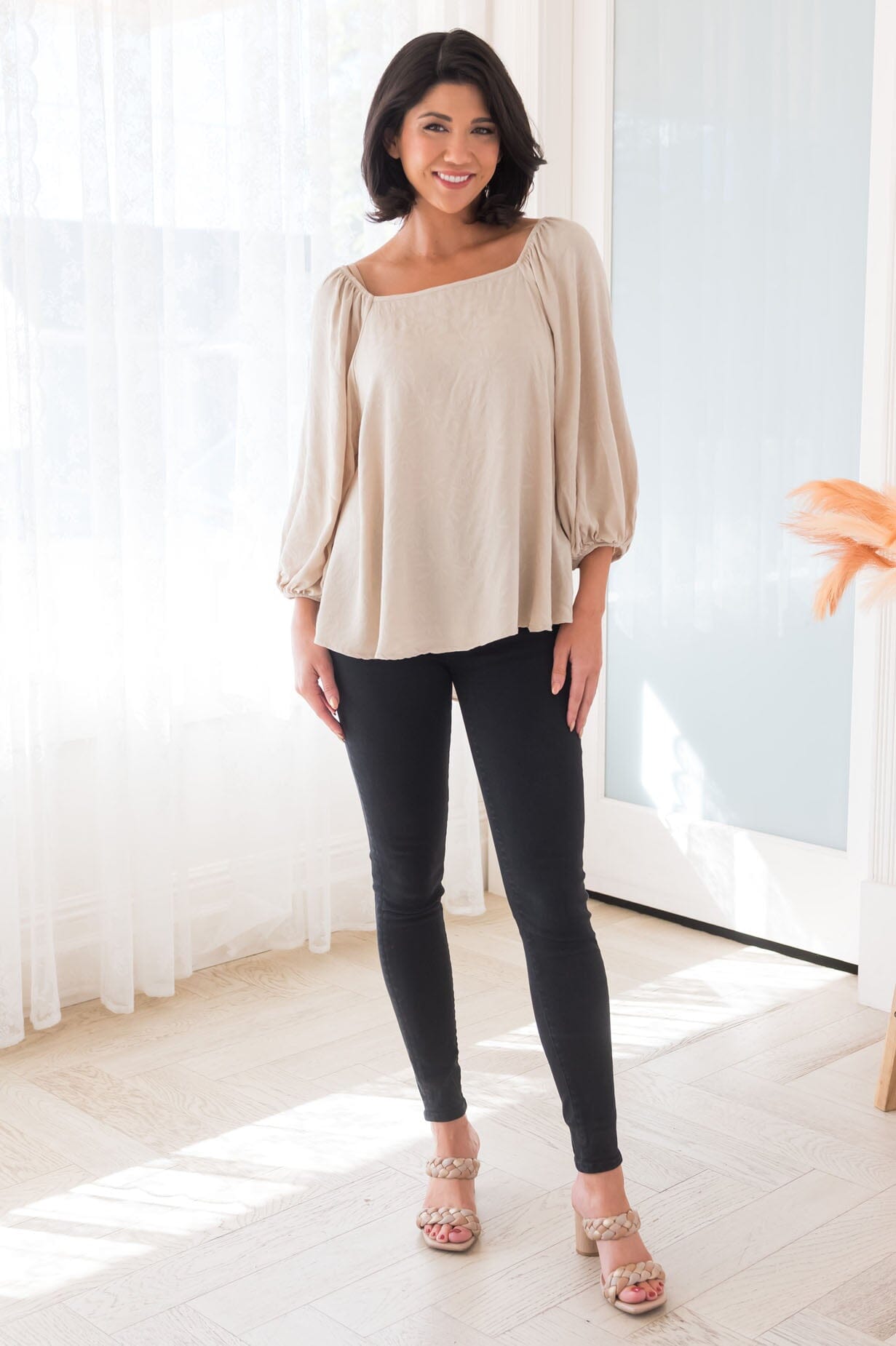 It's All About Timing Modest Blouse Tops vendor-unknown