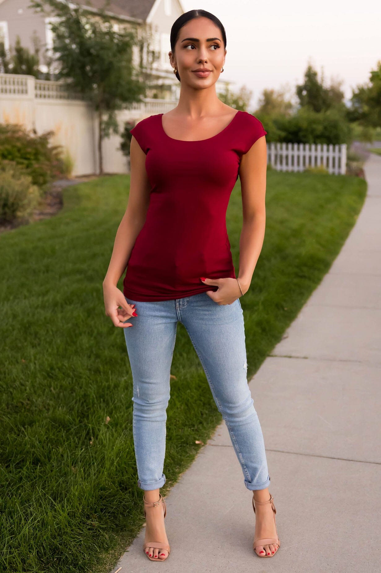 Cap Sleeve Modest Layering Tee Tops vendor-unknown