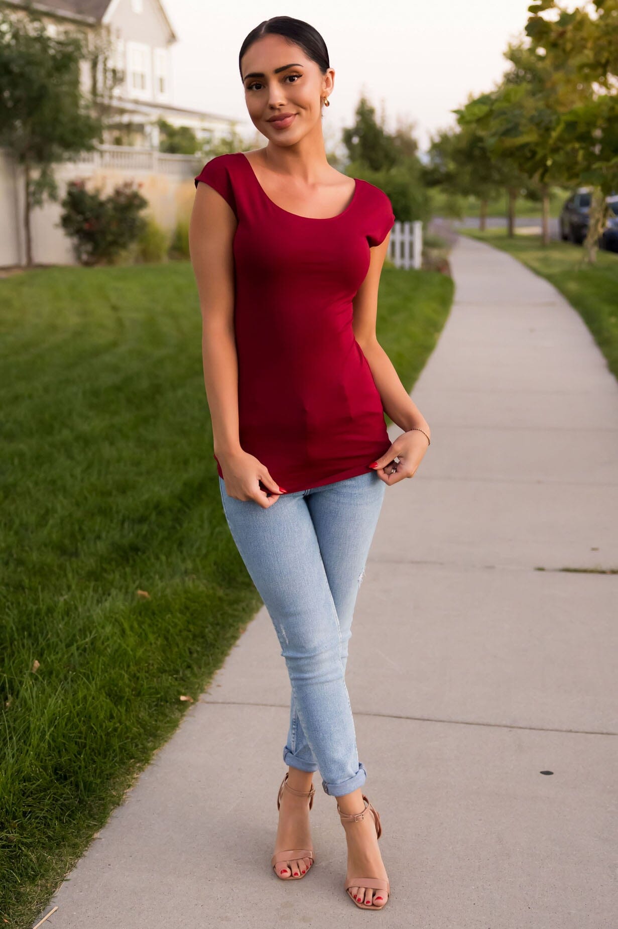 Cap Sleeve Modest Layering Tee Tops vendor-unknown