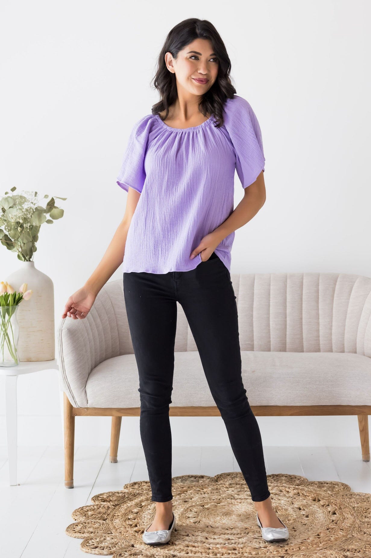 Lovely Lessons Textured Blouse Tops vendor-unknown