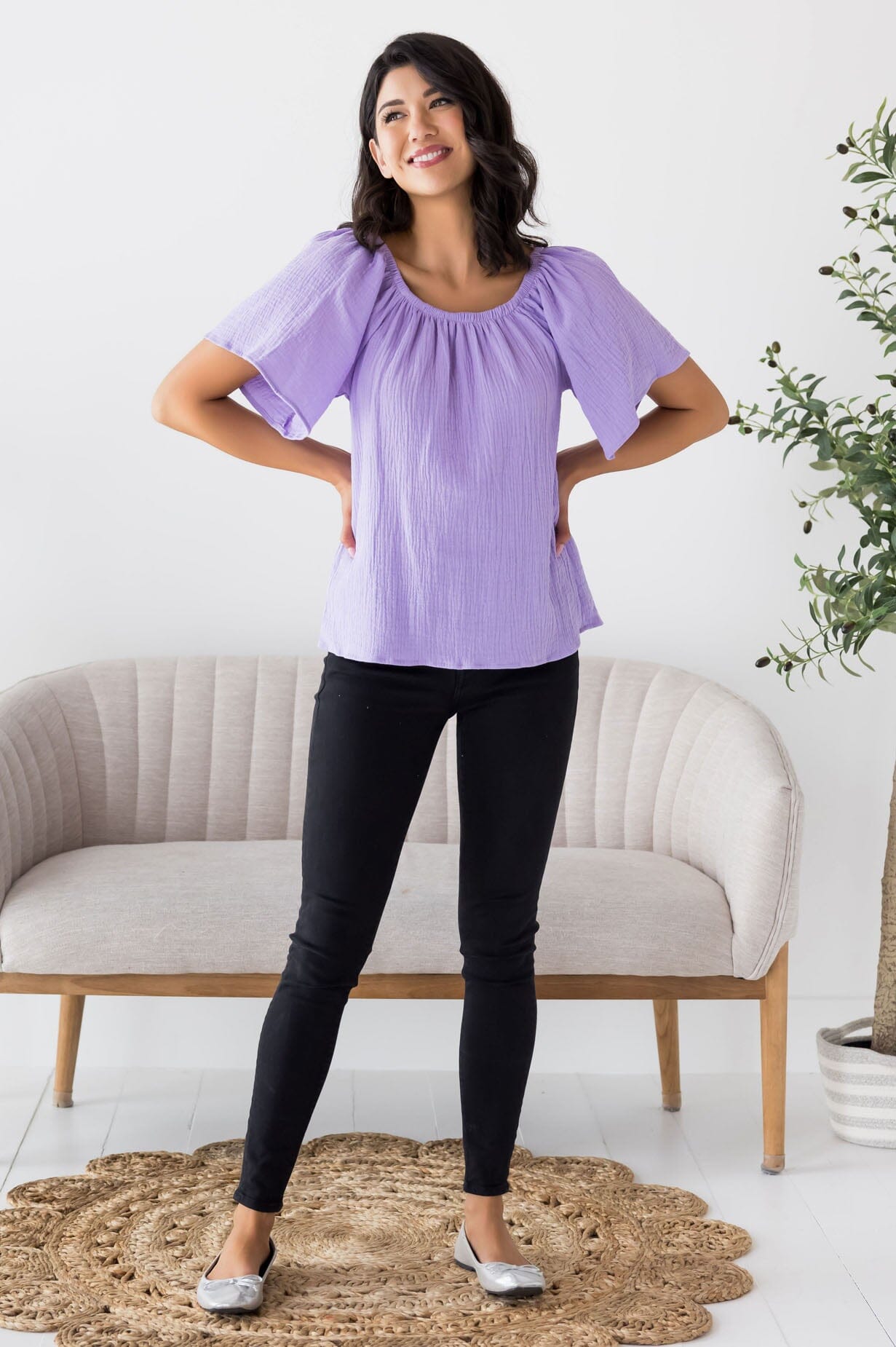 Lovely Lessons Textured Blouse Tops vendor-unknown