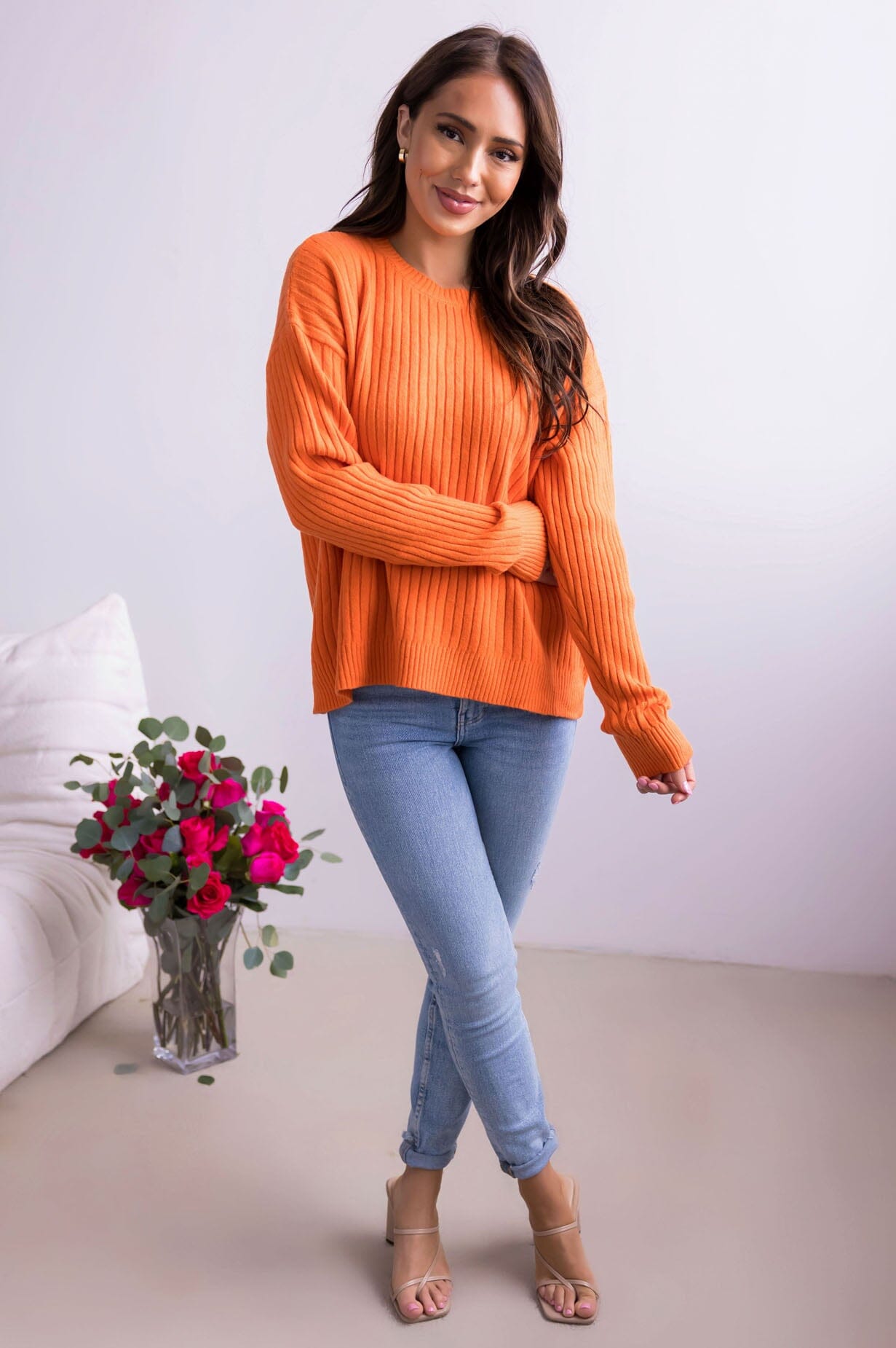 Peaceful Afternoon Ribbed Sweater Tops vendor-unknown