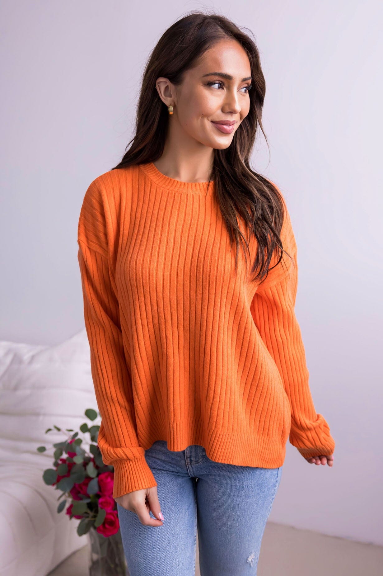 Peaceful Afternoon Ribbed Sweater Tops vendor-unknown