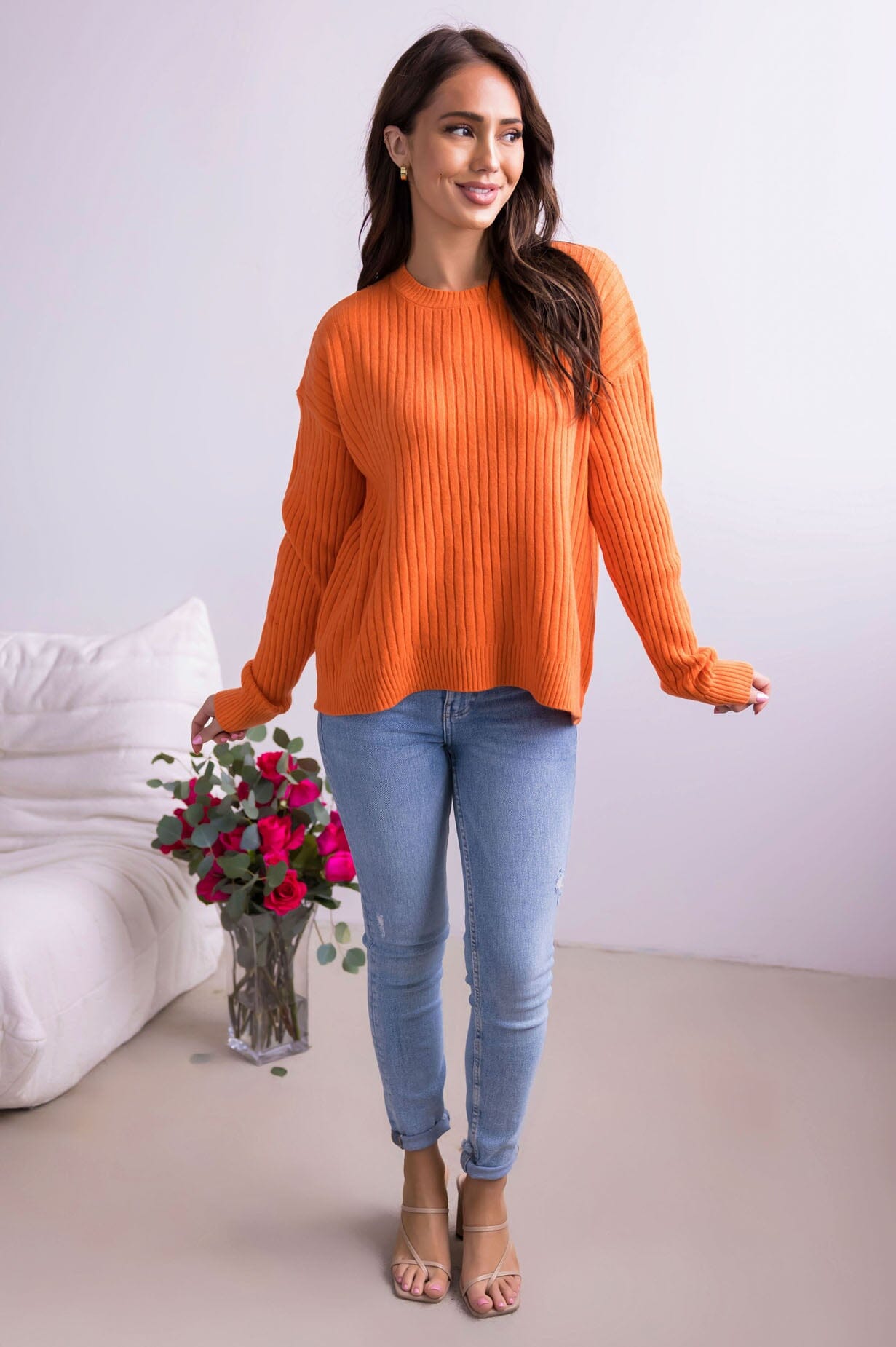 Peaceful Afternoon Ribbed Sweater Tops vendor-unknown