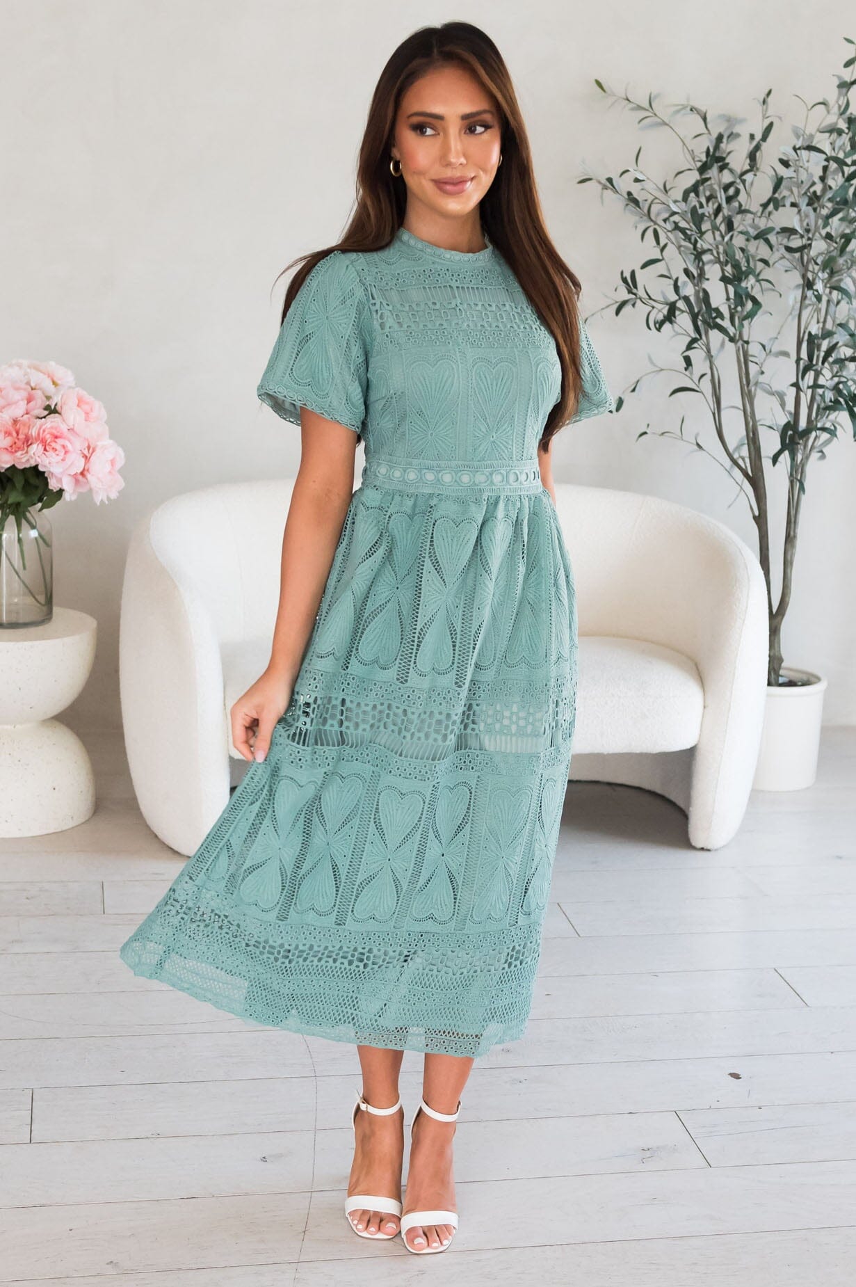 white christmas dresses The Joylynne Modest Lace Dress