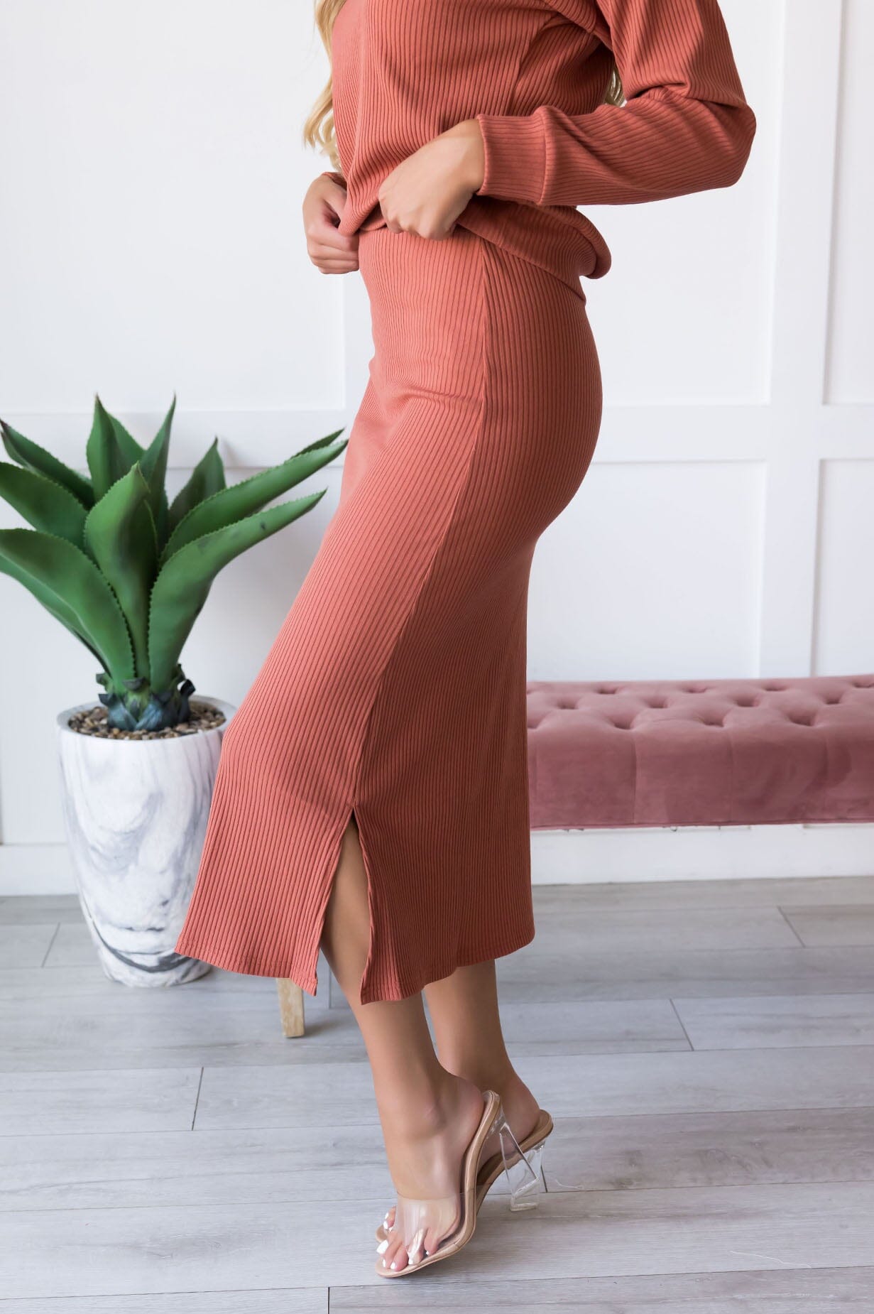 Classy And Cozy Modest Sweater Skirt Tops vendor-unknown