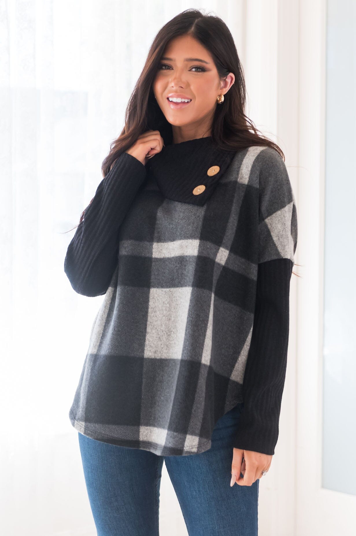 No Goodbyes Modest Cowl Neck Sweater Tops vendor-unknown