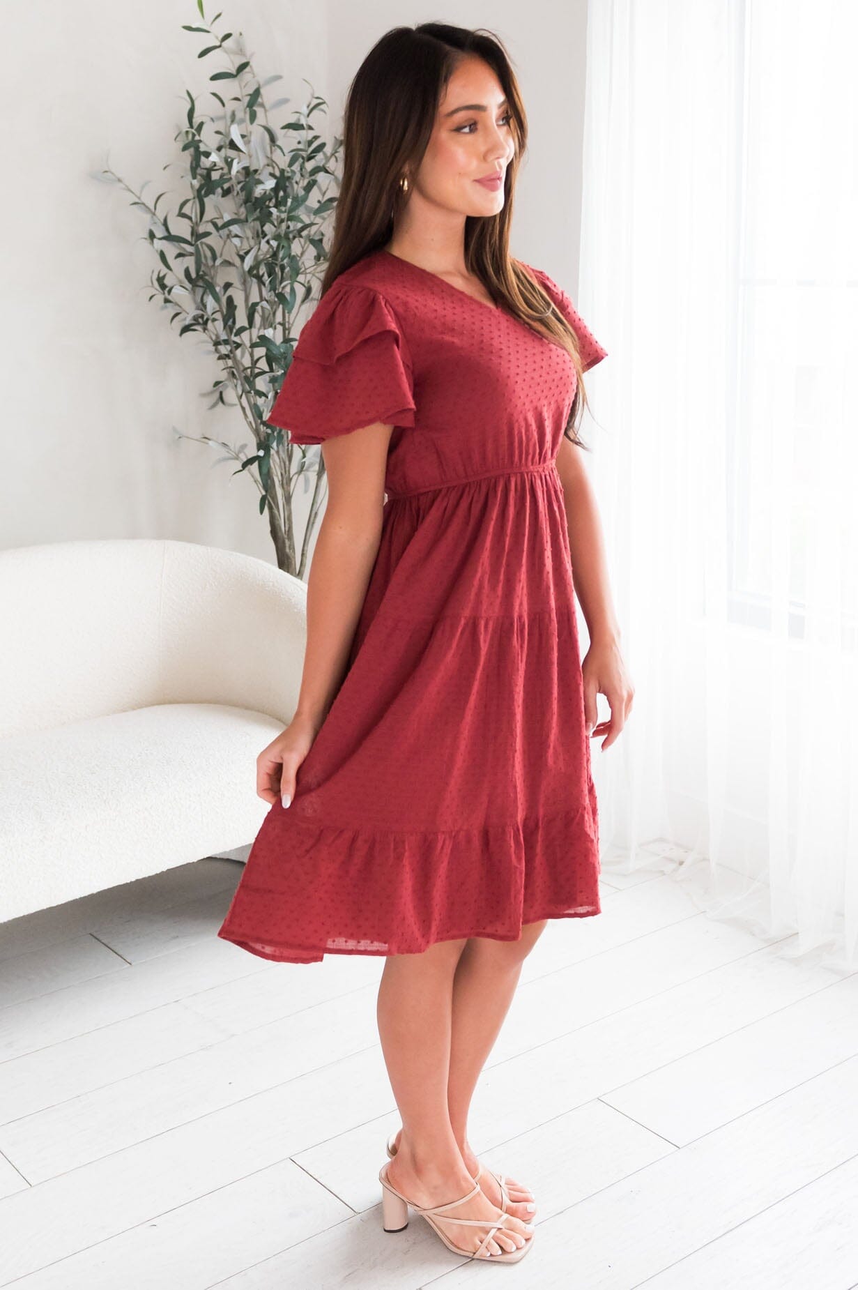 The Amy Swiss Dot Modest Dresses vendor-unknown