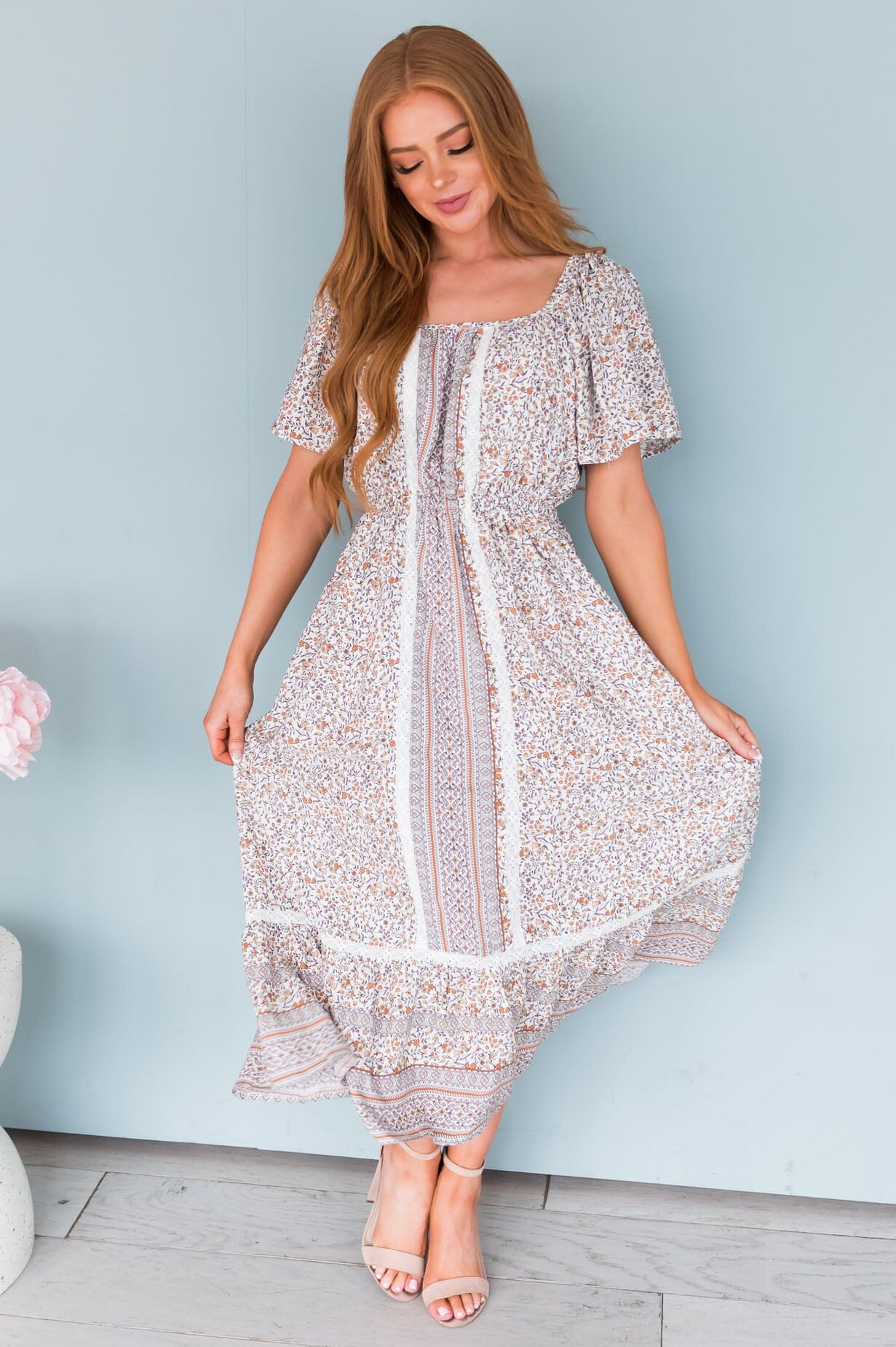 The Floria Modest Embroidered Dress