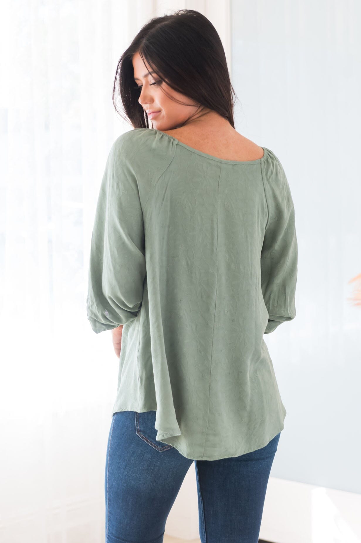 It's All About Timing Modest Blouse Tops vendor-unknown