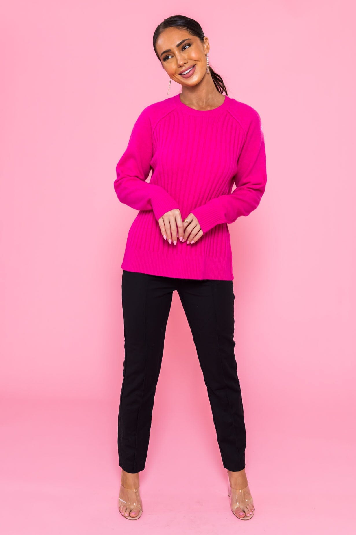 Honest Beauty Ribbed Sweater Tops vendor-unknown