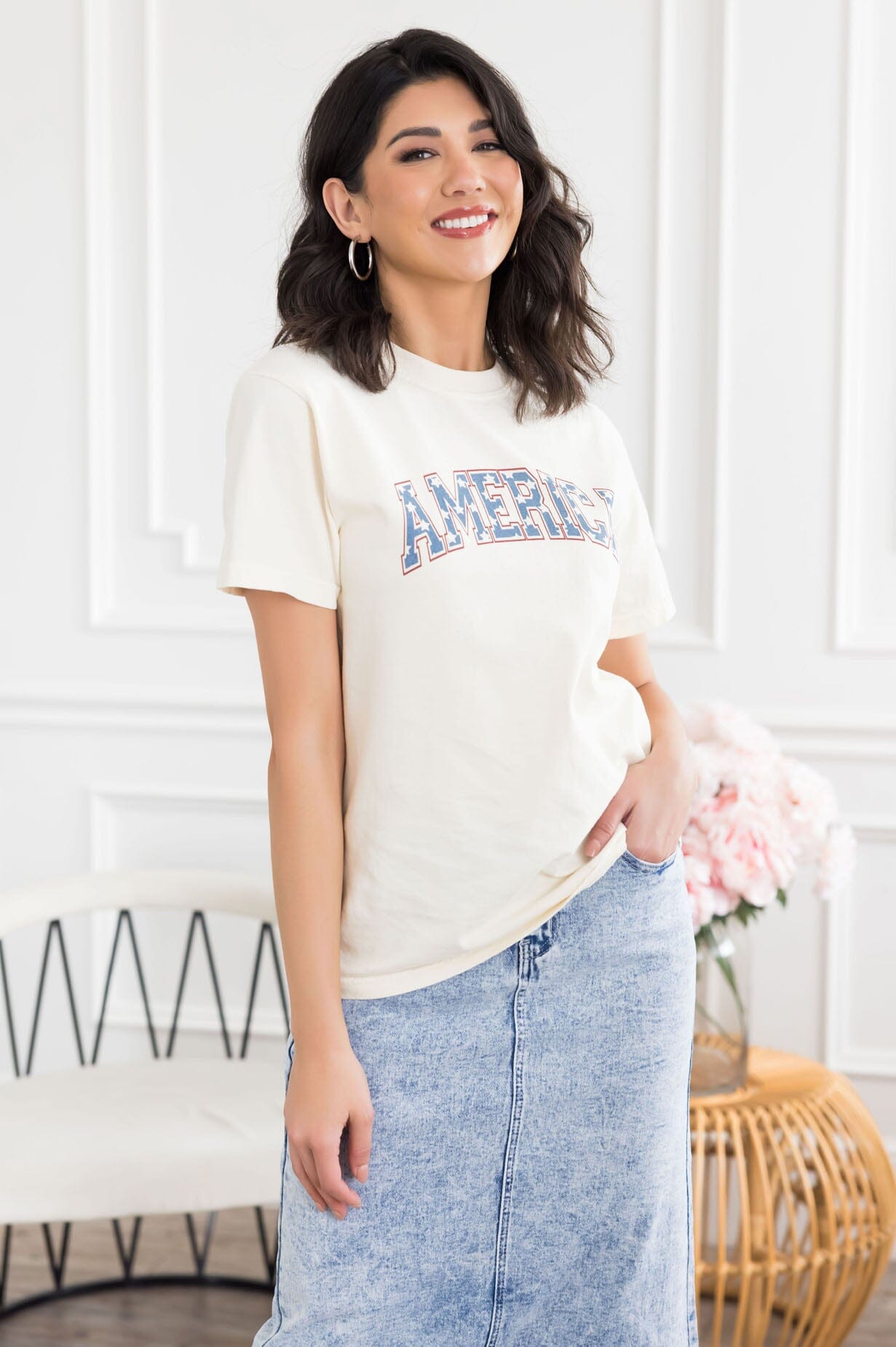 American Dreams Graphic Tee Modest Dresses vendor-unknown