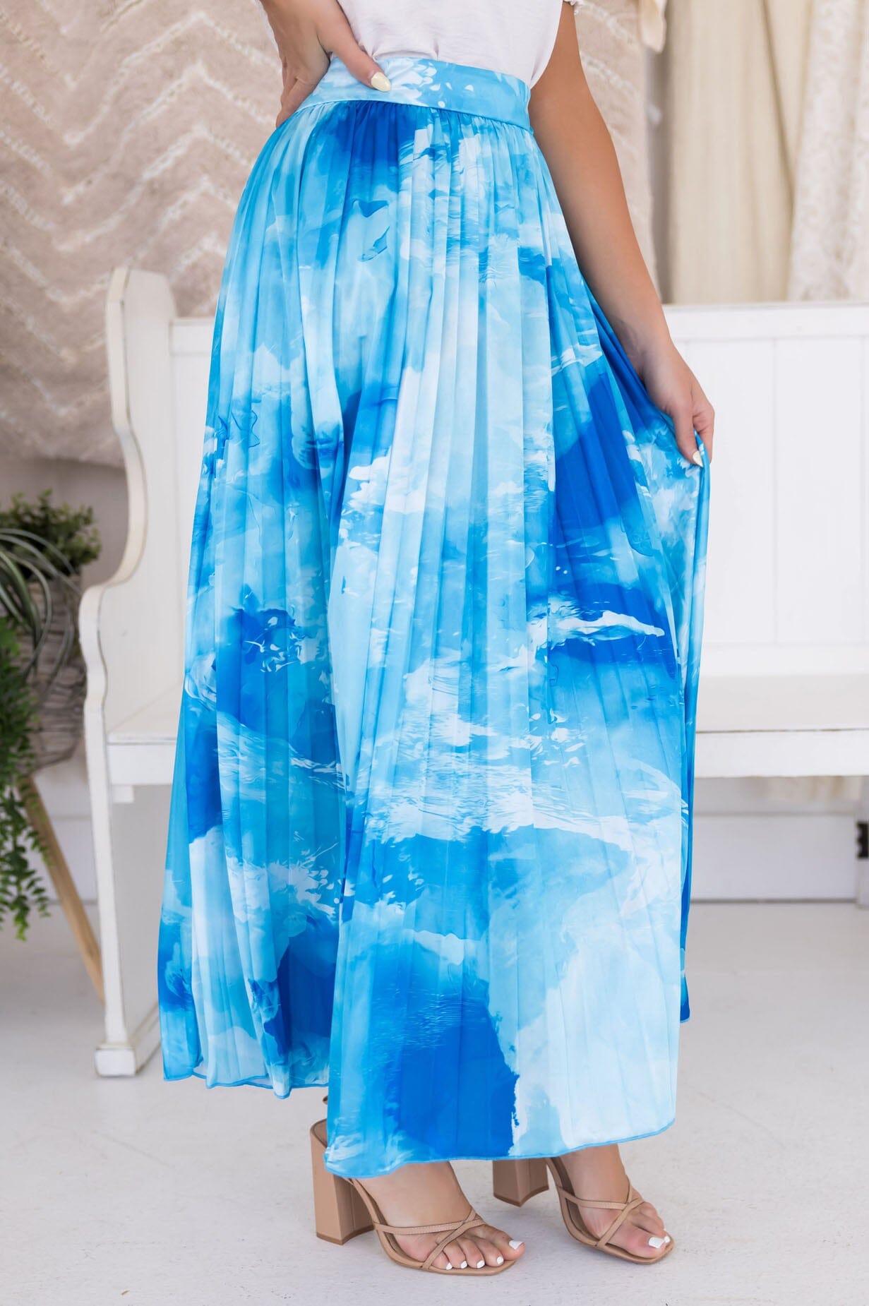Ocean Waves Pleat Skirt Skirts vendor-unknown