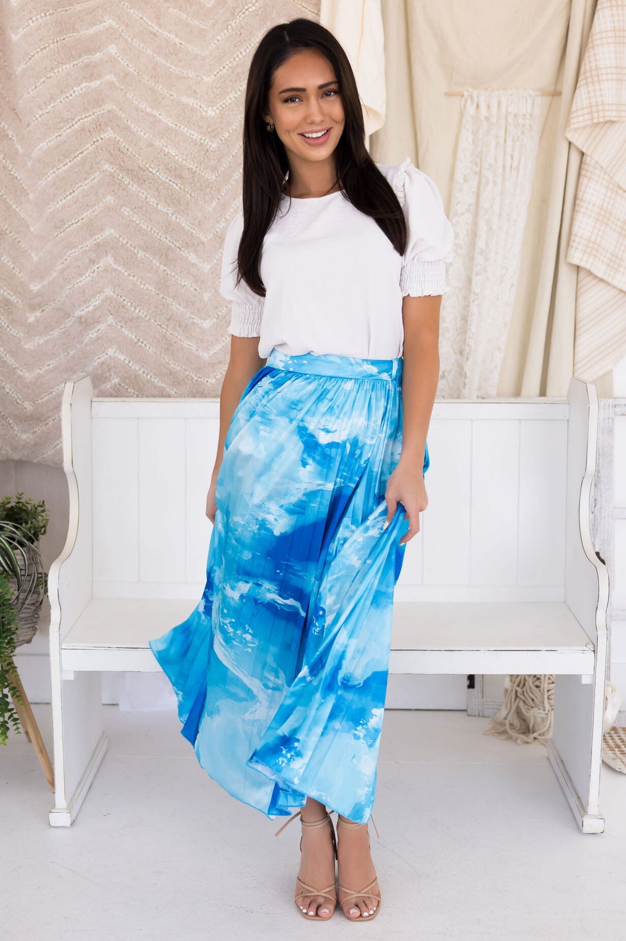 Ocean Waves Pleat Skirt Skirts vendor-unknown