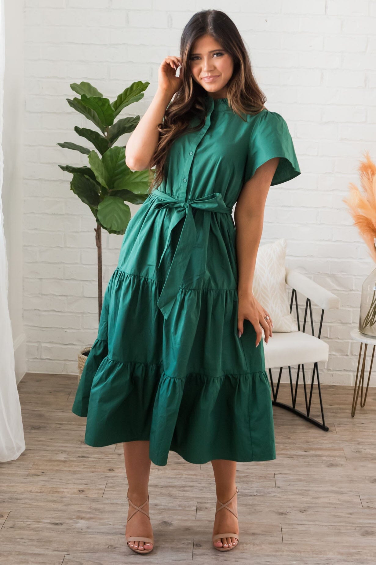 The Emerald Modest Rust Dress