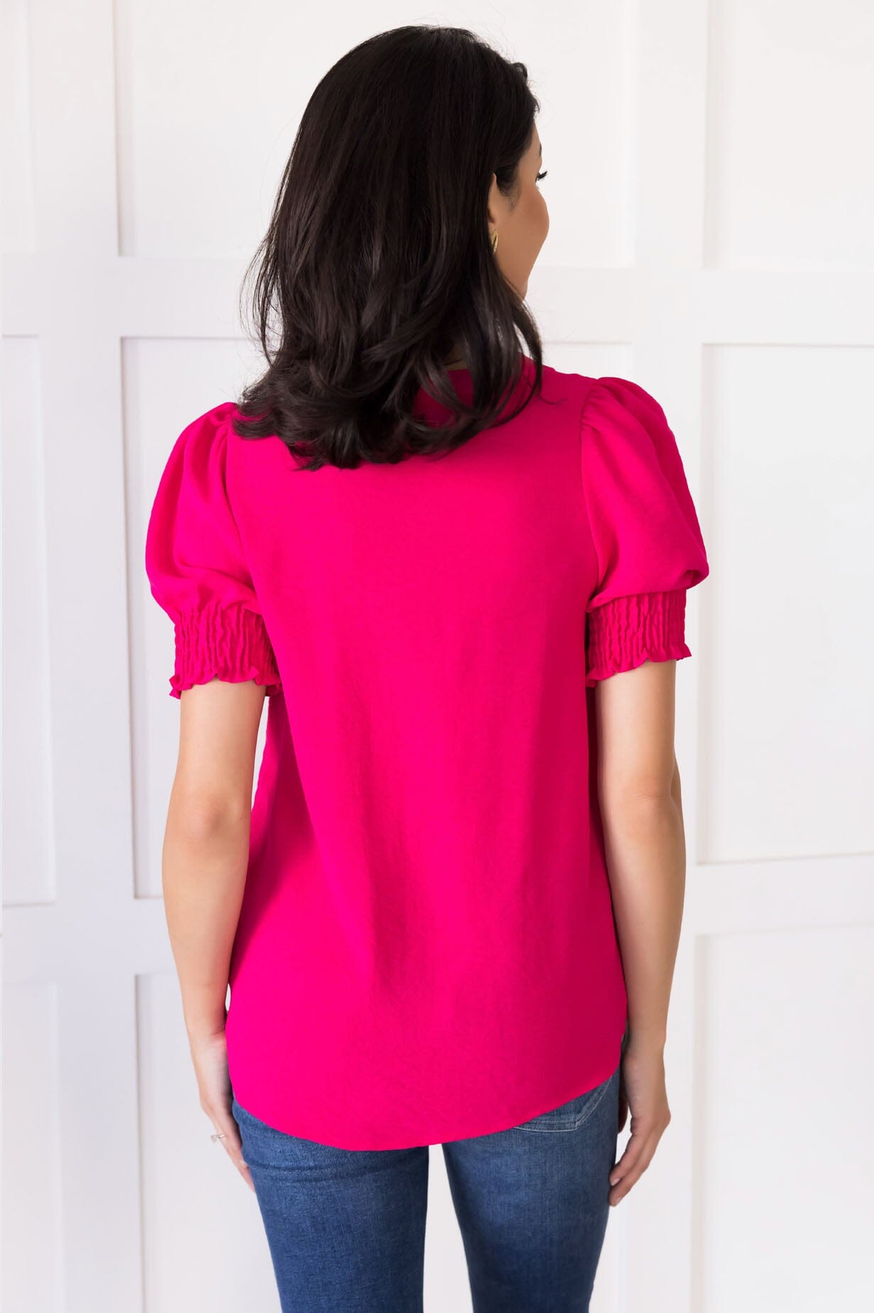 Pretty Pleats V-Neck Blouse NeeSee's Dresses