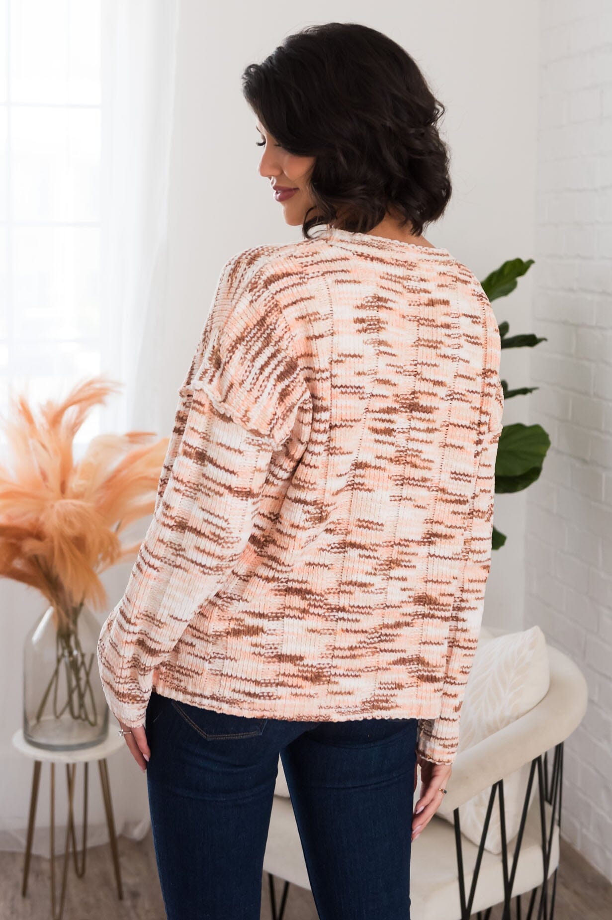 Creative And Cozy Modest Ribbed Sweater Tops vendor-unknown