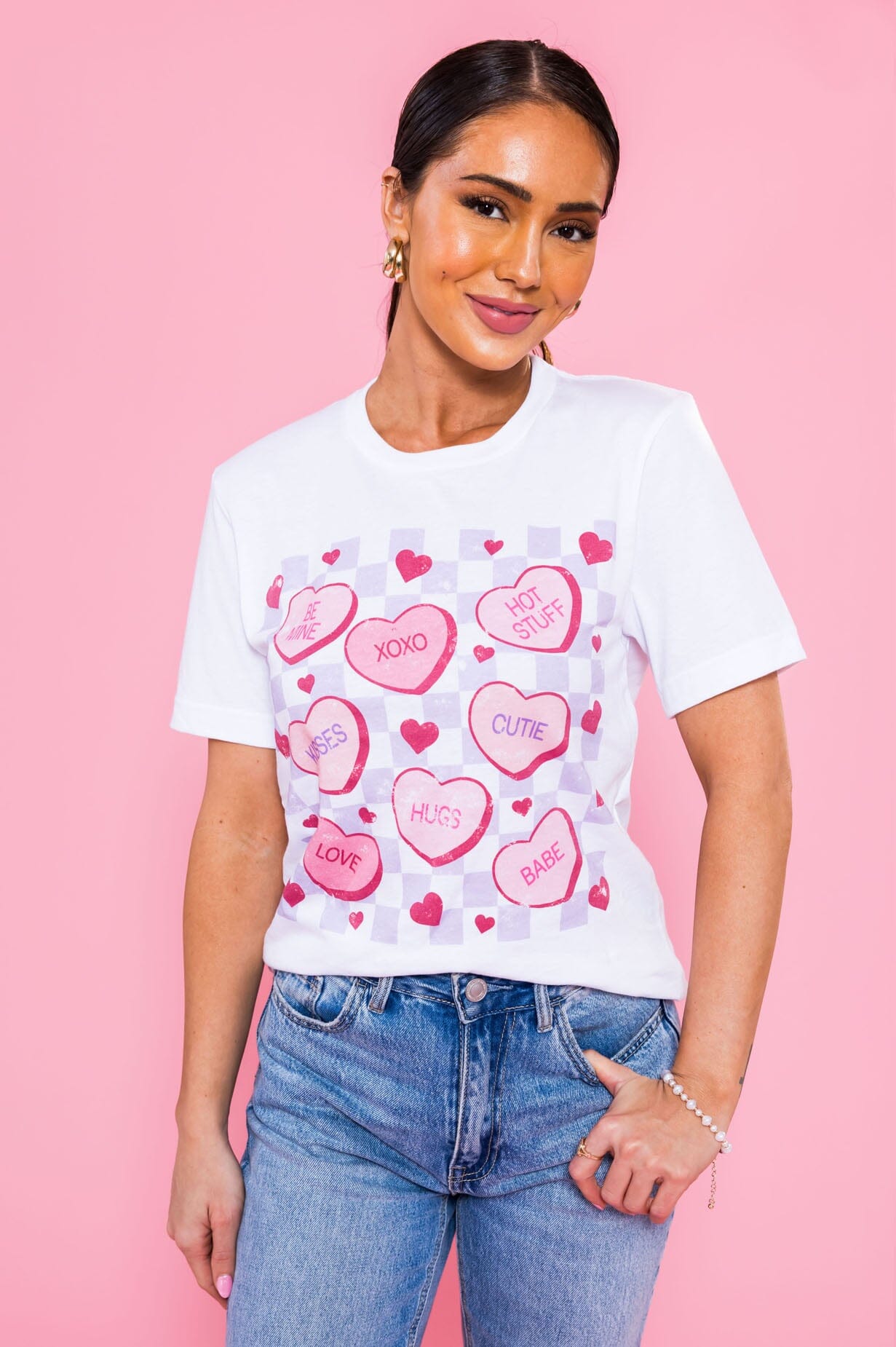Candy Hearts Valentine's Tee Modest Dresses vendor-unknown