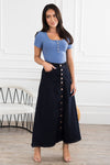 The Cantina Denim Button Skirt Modest Dresses vendor-unknown 