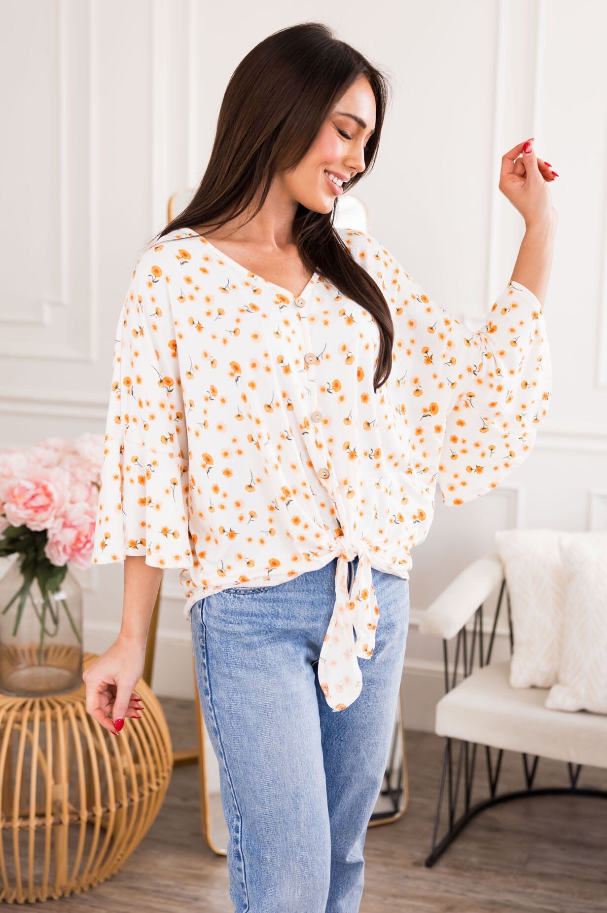 Daisy Dazed Bell Sleeve Top Modest Dresses vendor-unknown