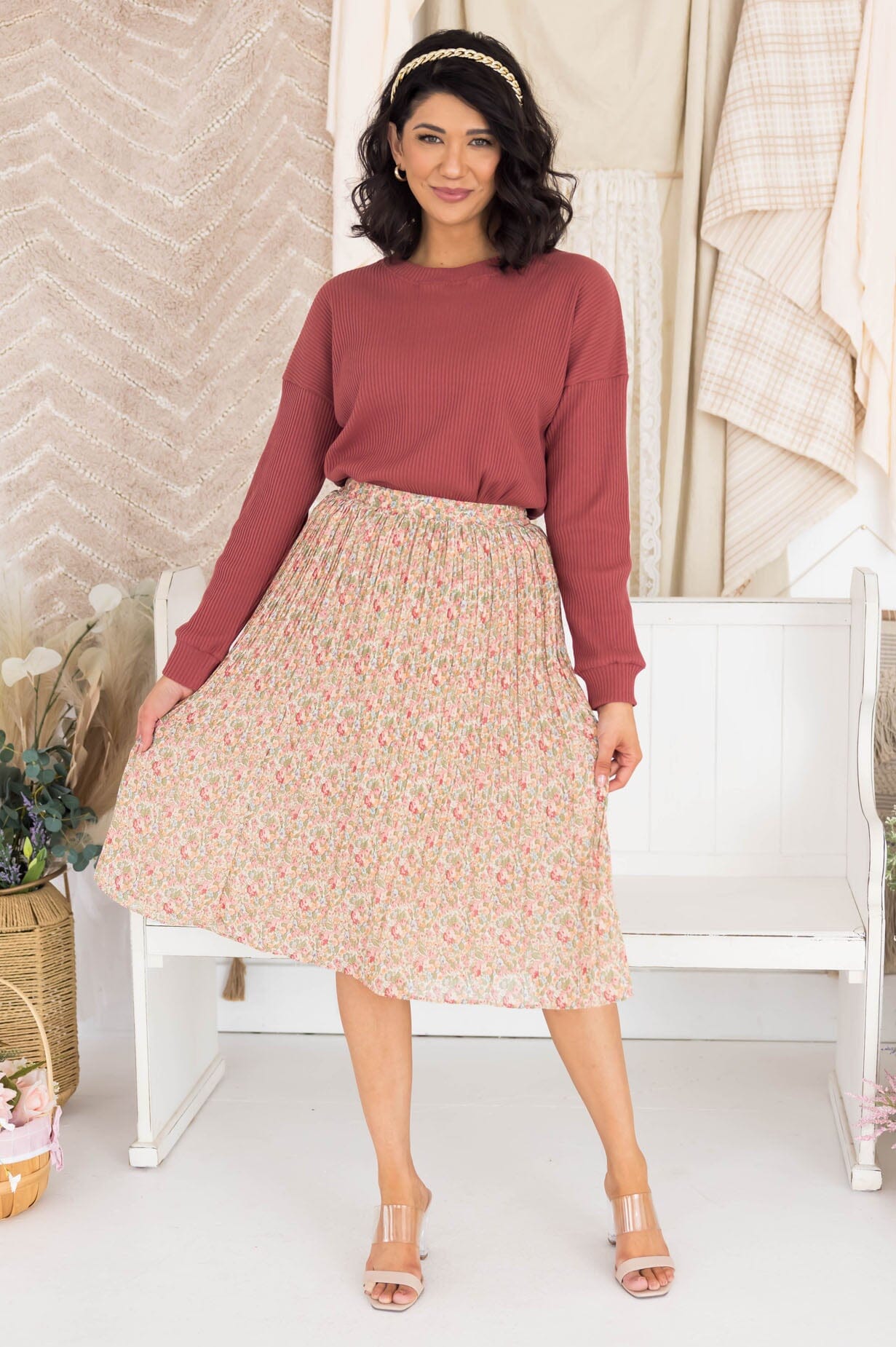 Always Blooming Modest Pleat Skirt Modest Dresses vendor-unknown