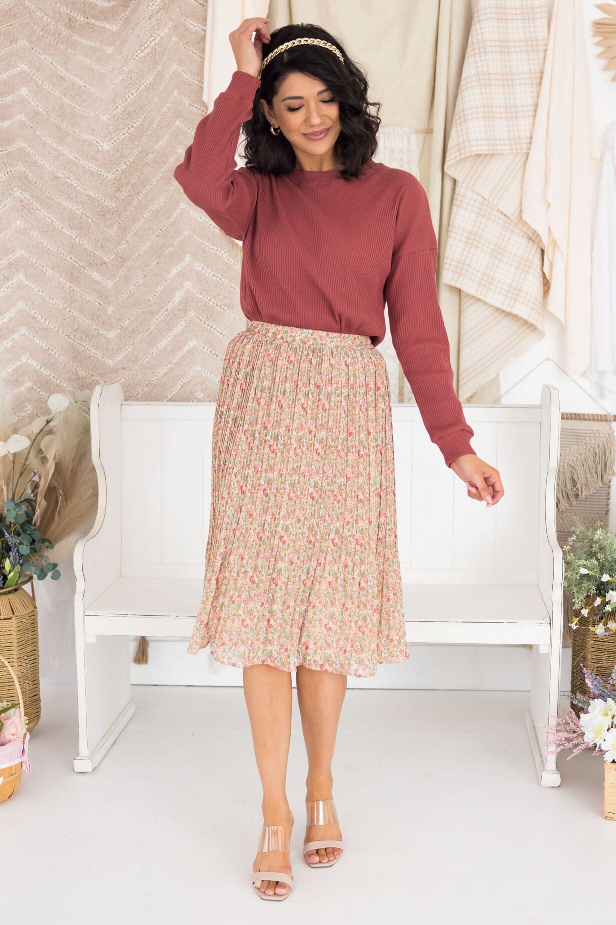 Always Blooming Modest Pleat Skirt Modest Dresses vendor-unknown