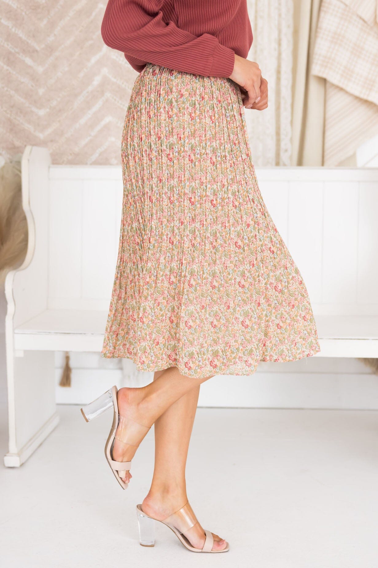 Always Blooming Modest Pleat Skirt Modest Dresses vendor-unknown
