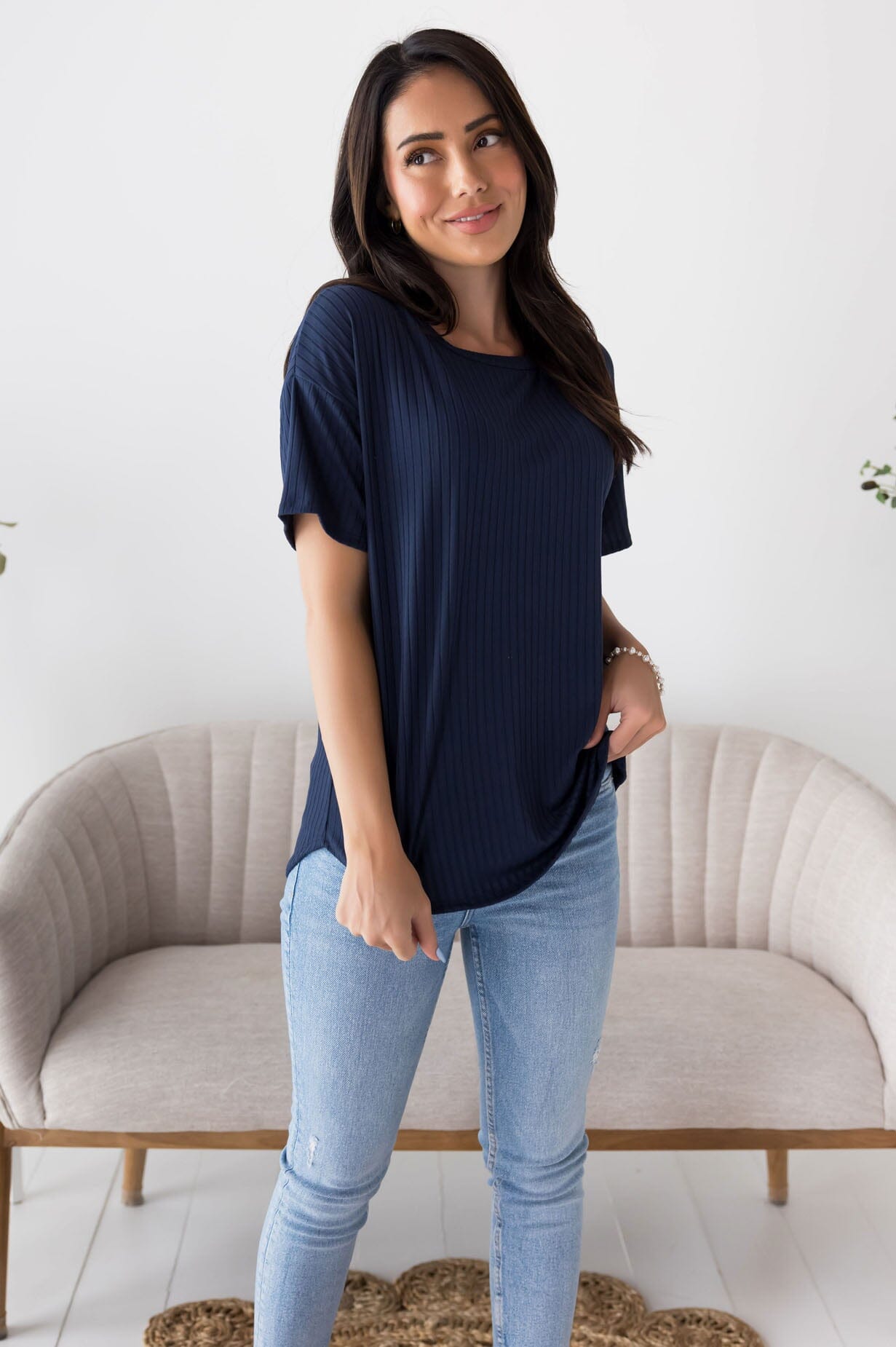 Cheerful Spirit Ribbed Top Modest Dresses vendor-unknown