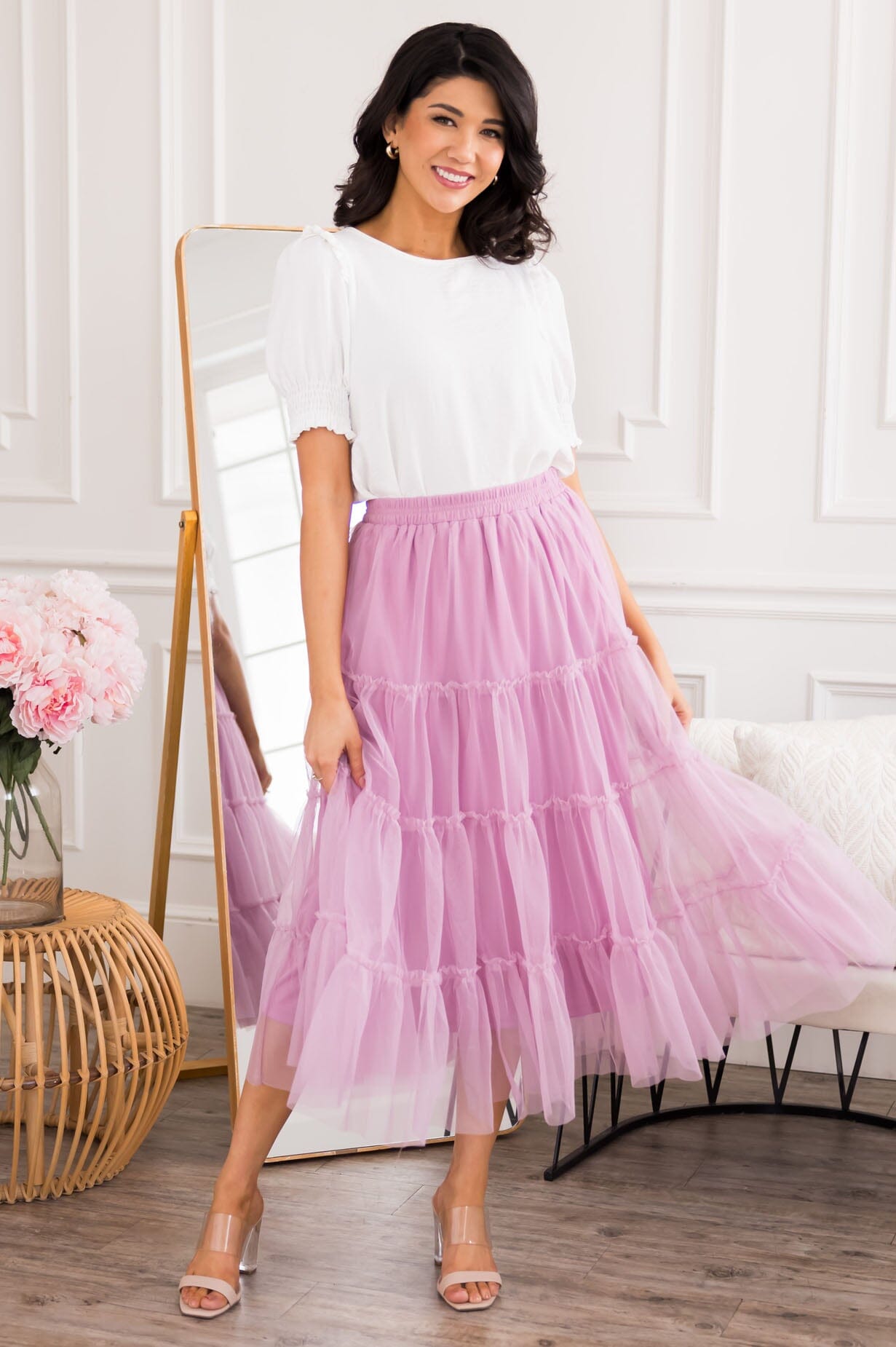 Pink & Fabulous Tulle Skirt Modest Dresses vendor-unknown