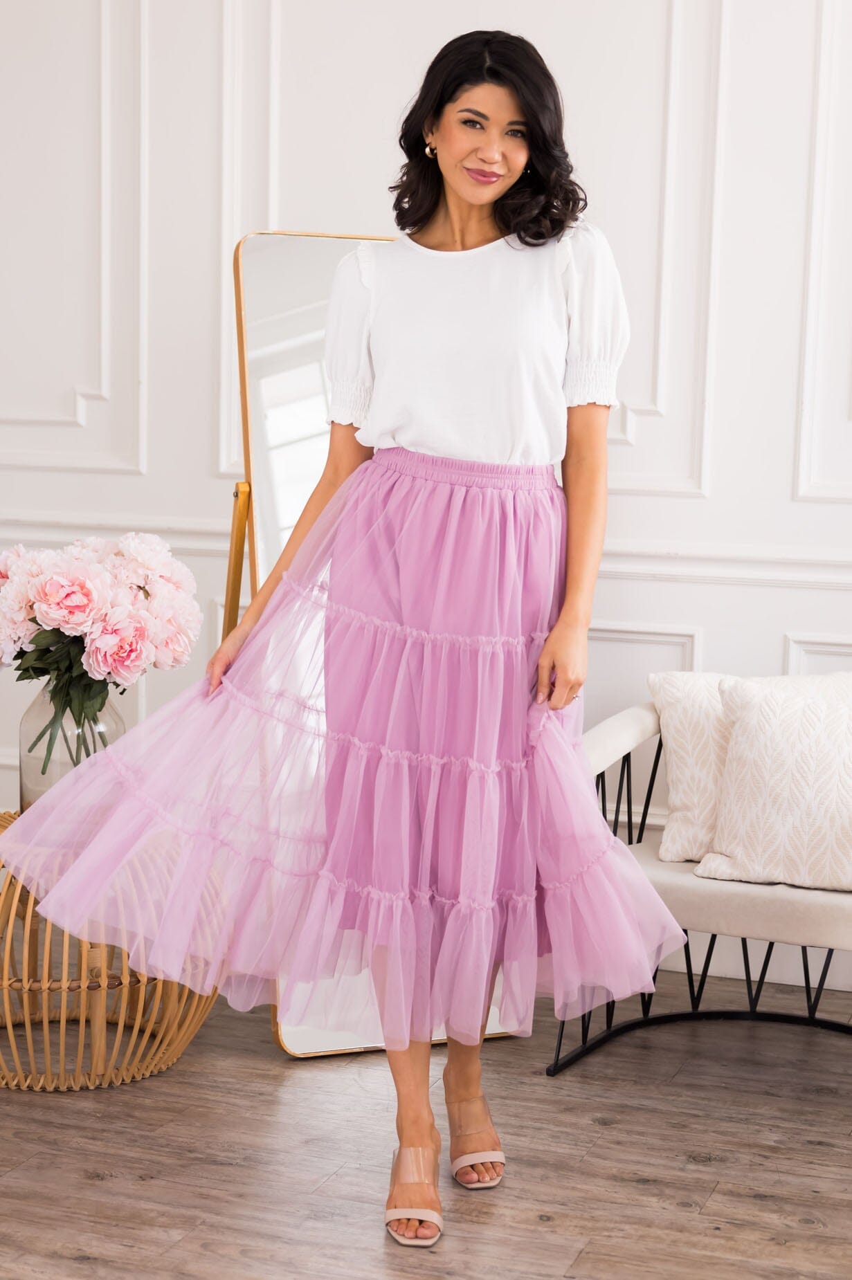 Pink & Fabulous Tulle Skirt Modest Dresses vendor-unknown