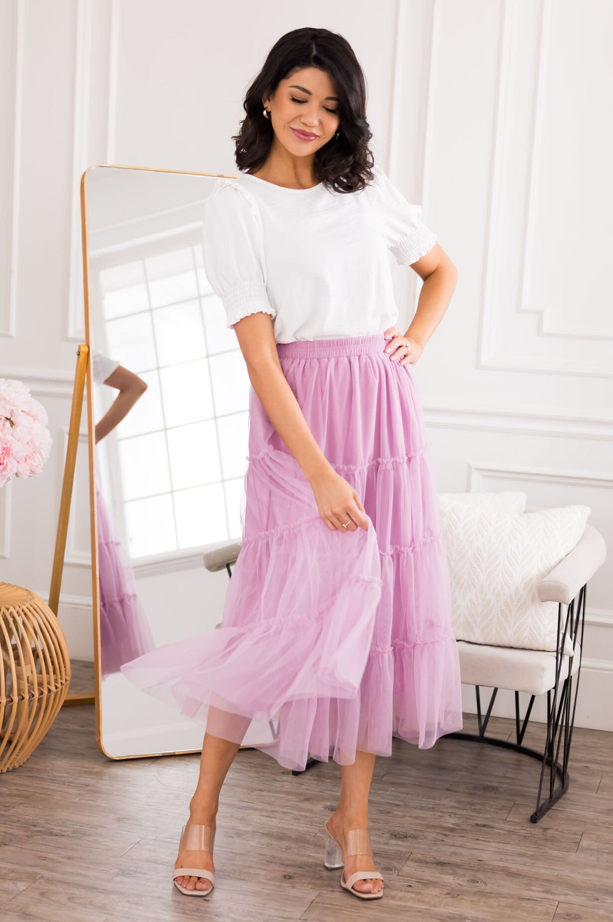 Pink & Fabulous Tulle Skirt Modest Dresses vendor-unknown