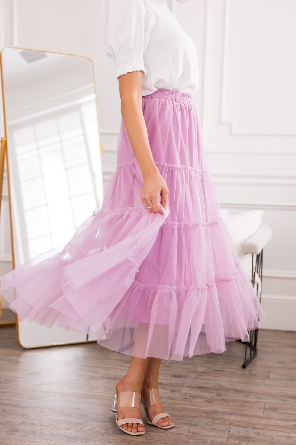 Pink & Fabulous Tulle Skirt Modest Dresses vendor-unknown