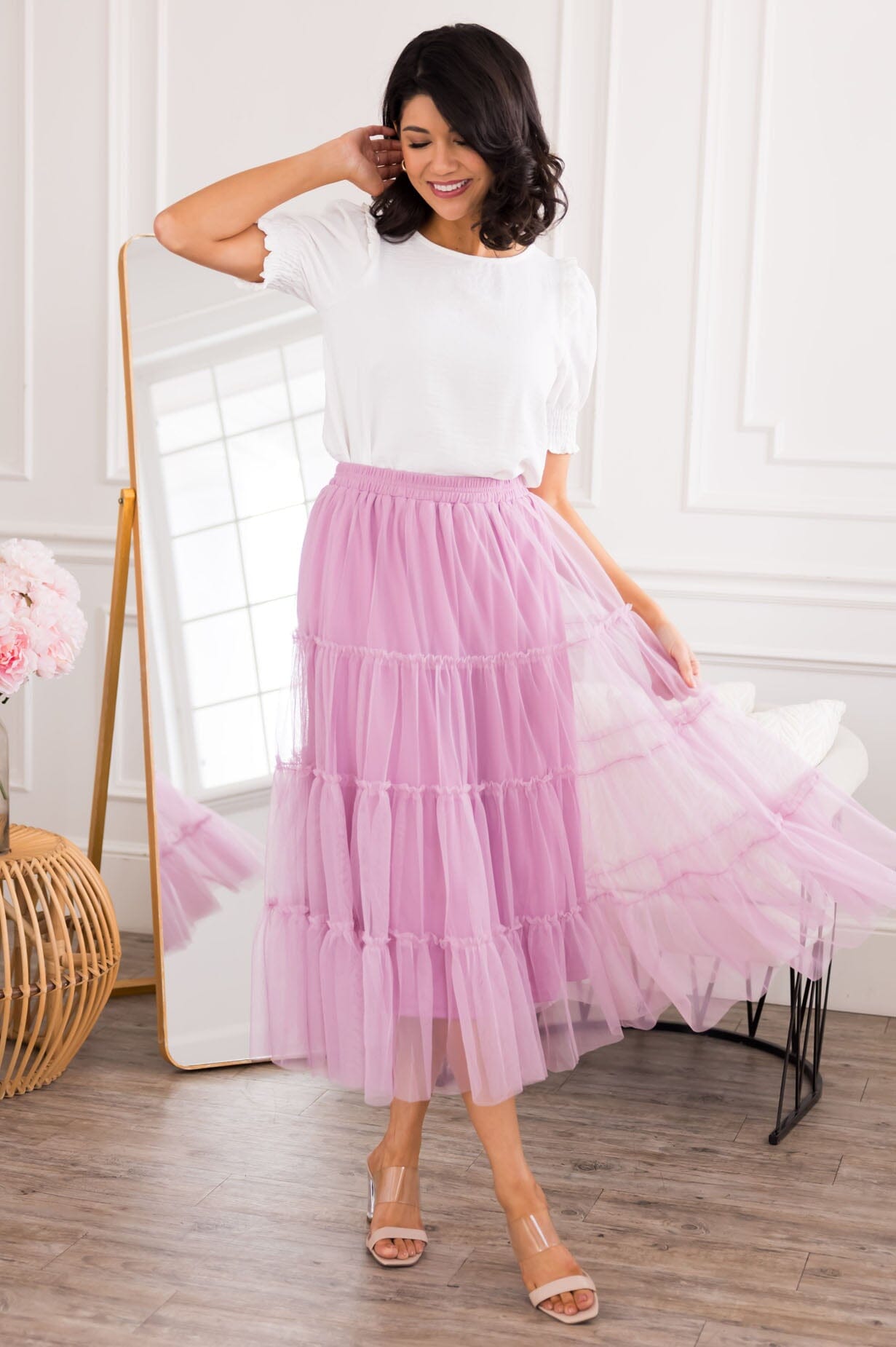 Pink & Fabulous Tulle Skirt Modest Dresses vendor-unknown